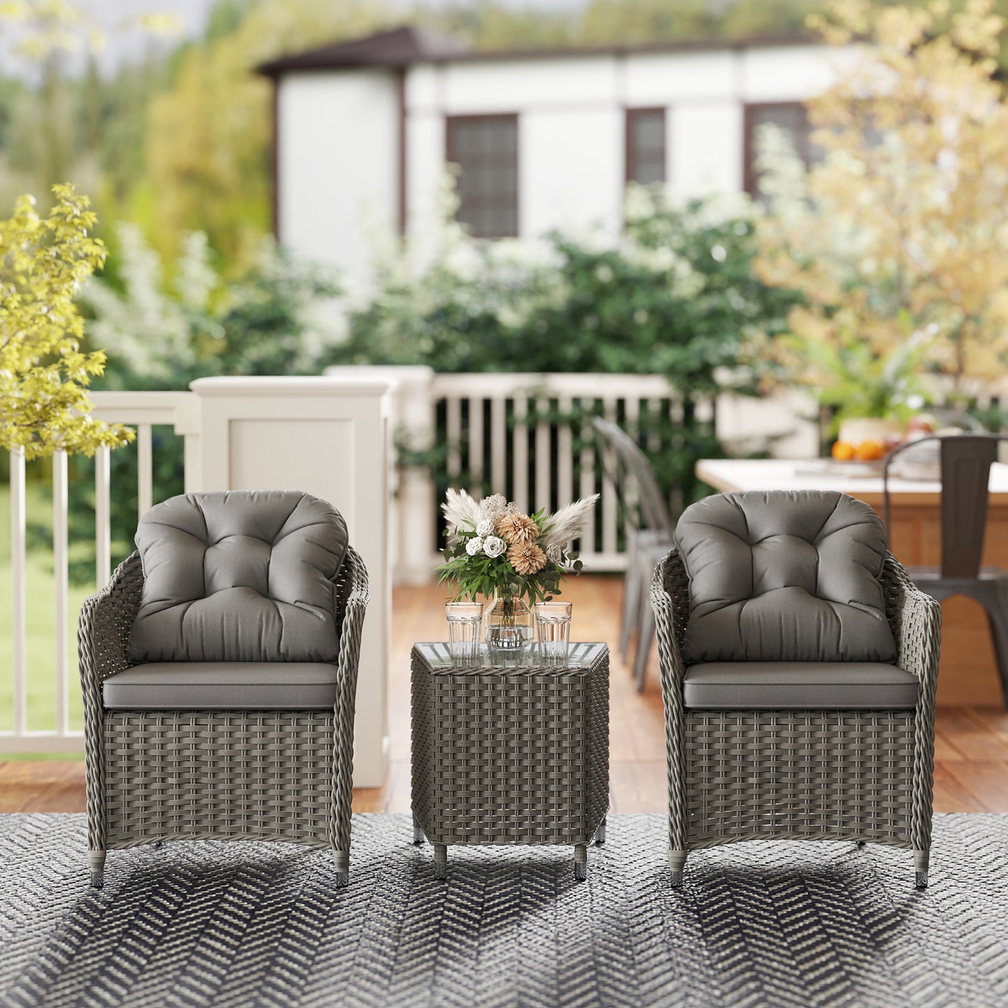 Three-Piece Super Padded Rattan Set