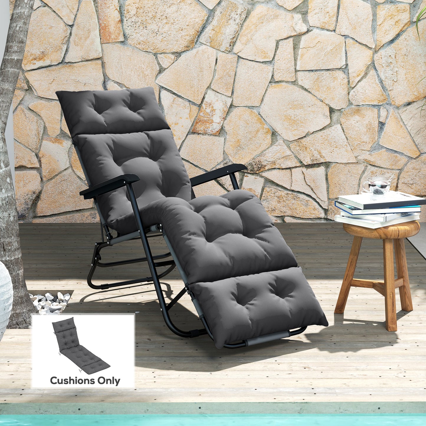 Sun Lounger Cushion Only, 190 x 56 x 10 cm Garden Lounge Chair