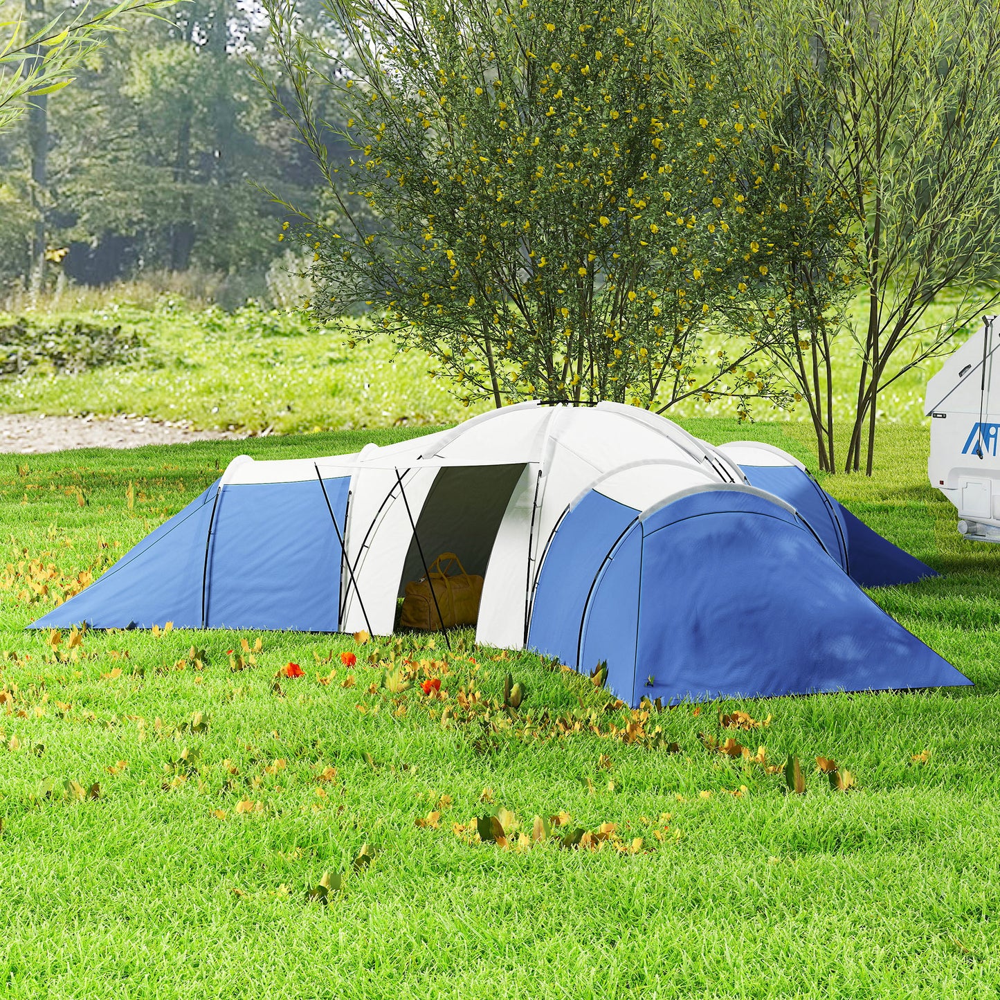 6-9 Man Tent with Bedrooms and Living Room, Accessories Included