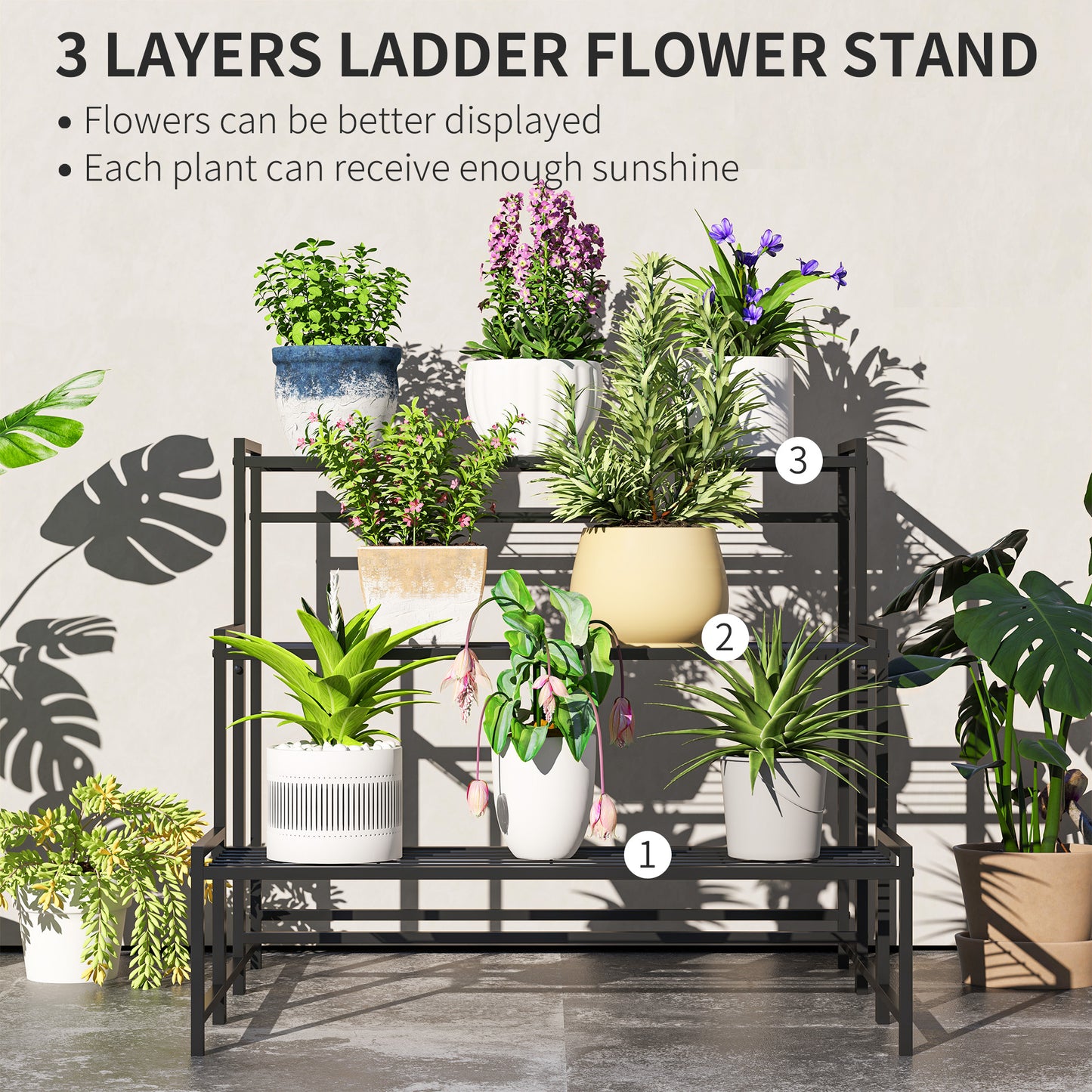 Three-Tier Metal Plant Shelf