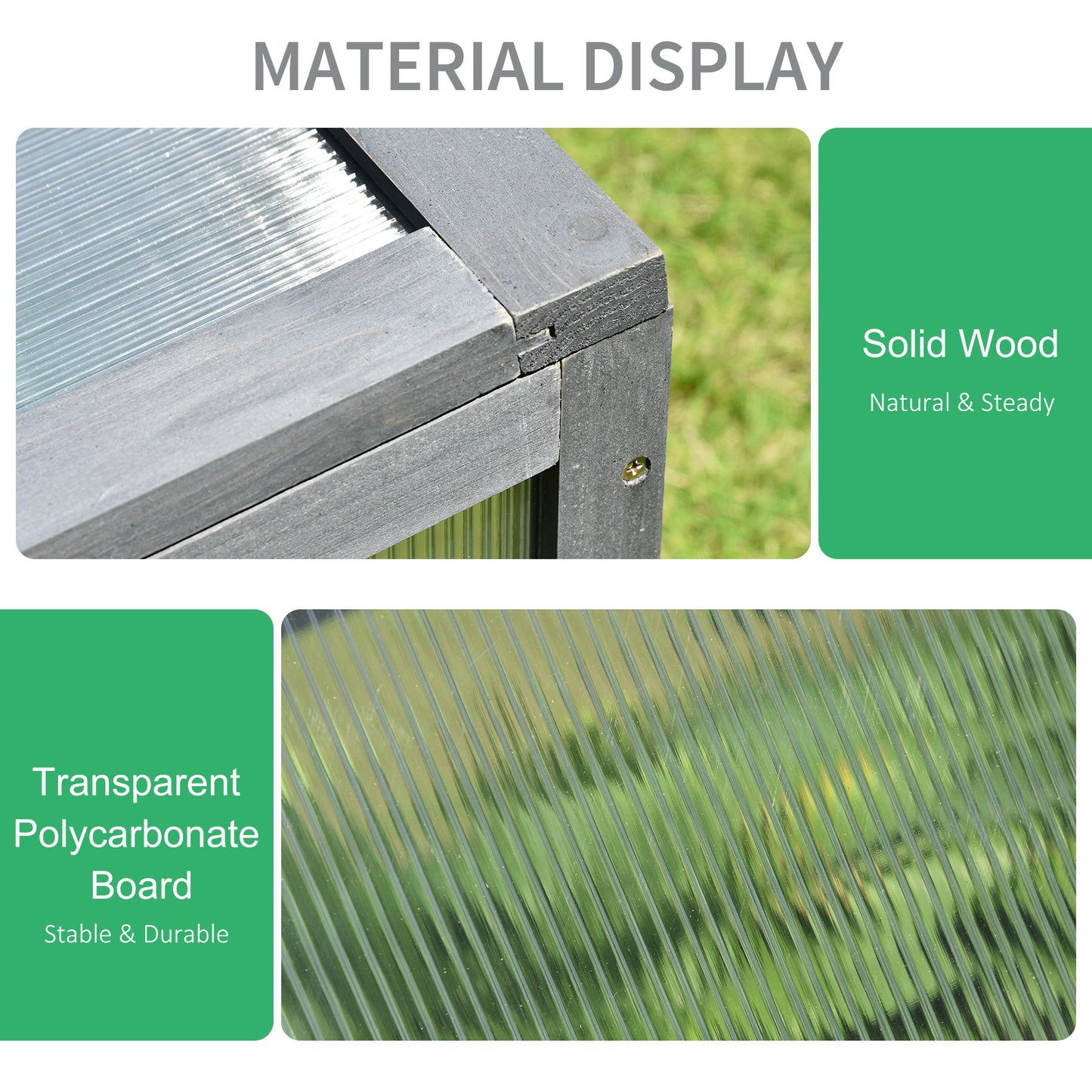 Wooden Cold Frame, Small Polycarbonate Greenhouse for Plants (1)
