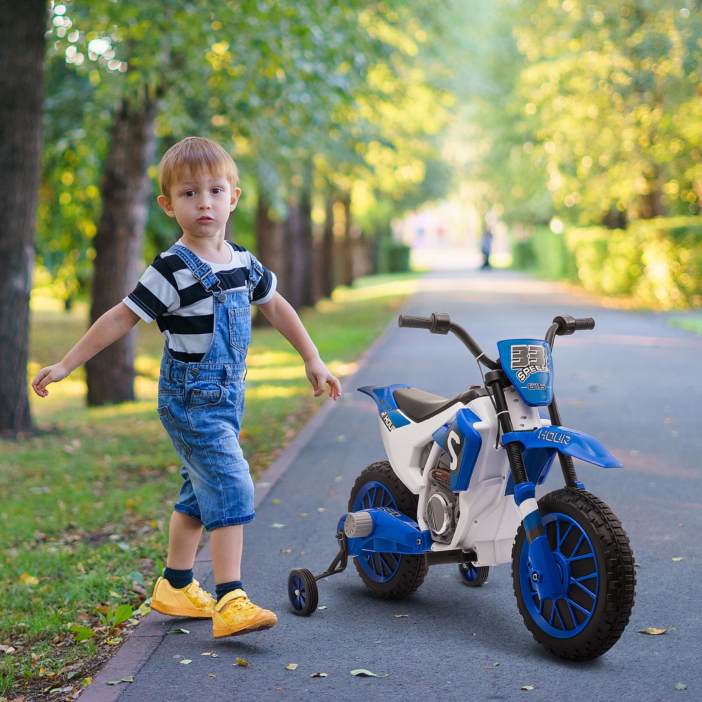 12V Kids Electric Motorcycle Ride-On, with Training Wheels