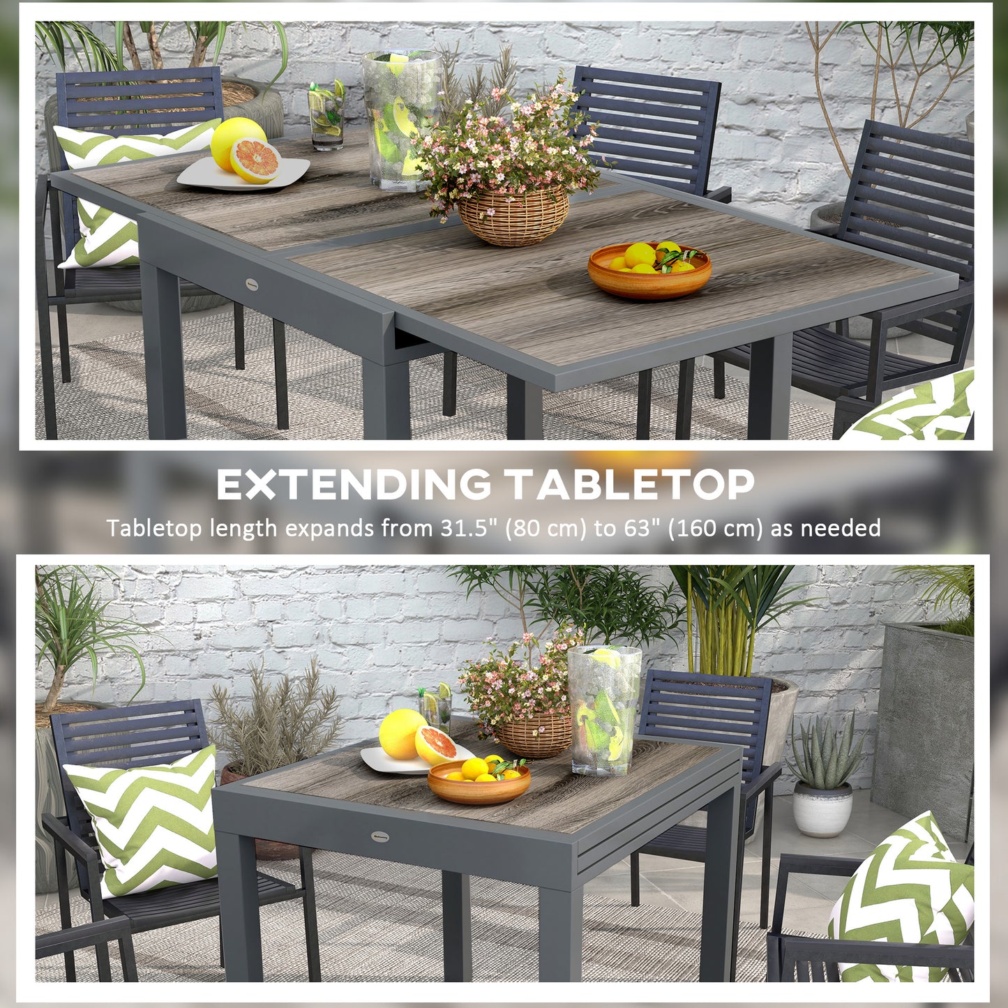 Extending Garden Table, Outdoor Dining Table for 6