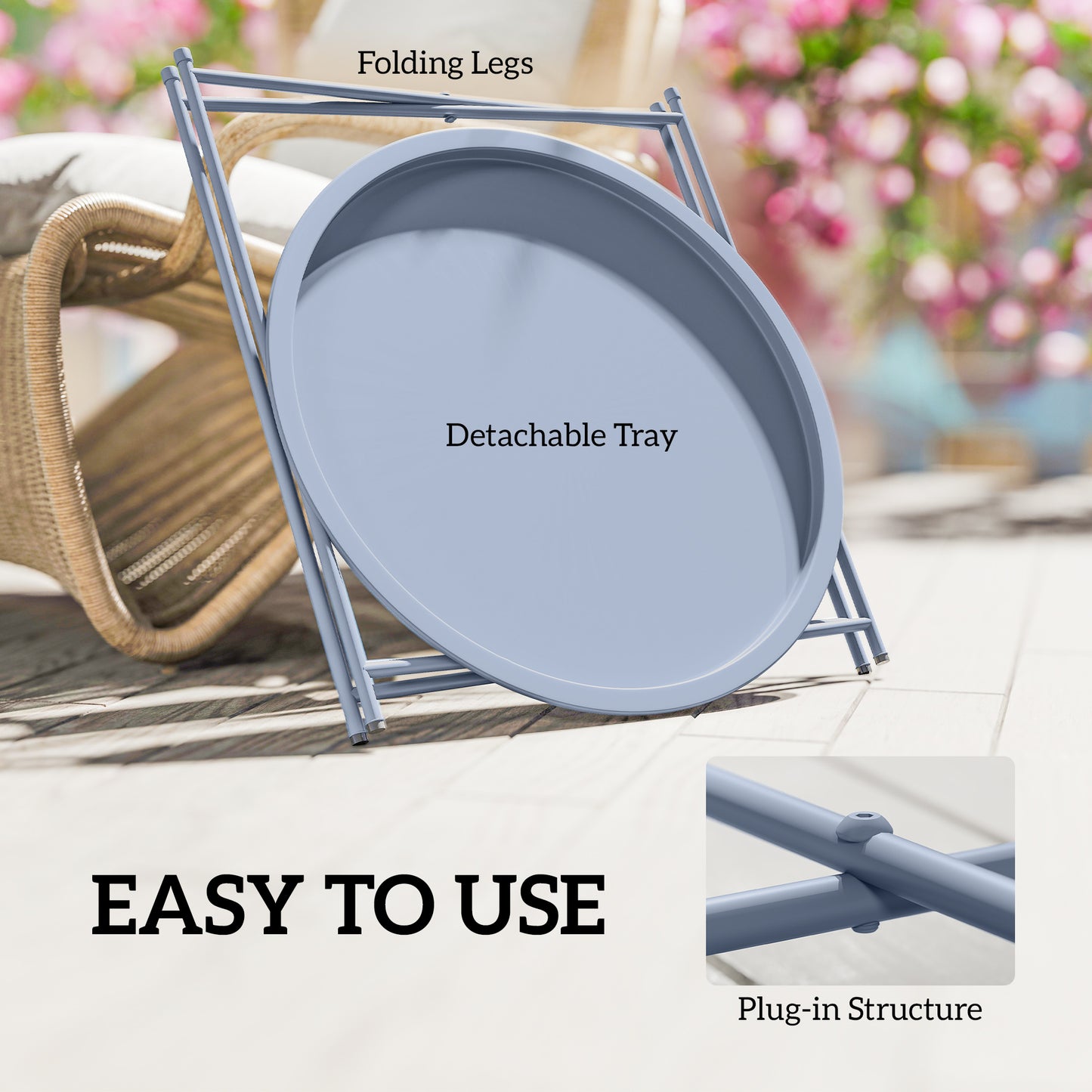 Steel Removable Tray Top Garden Table - Blue