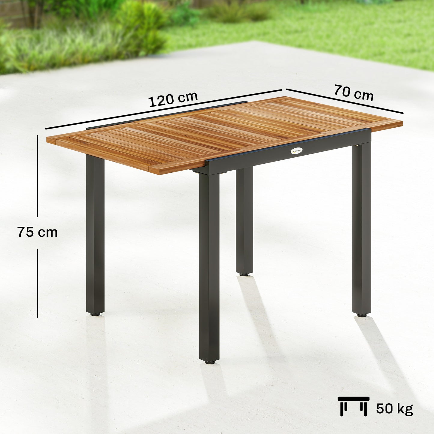 Patio Dining Table Expandable Outdoor Dining Table Acacia Wood Top