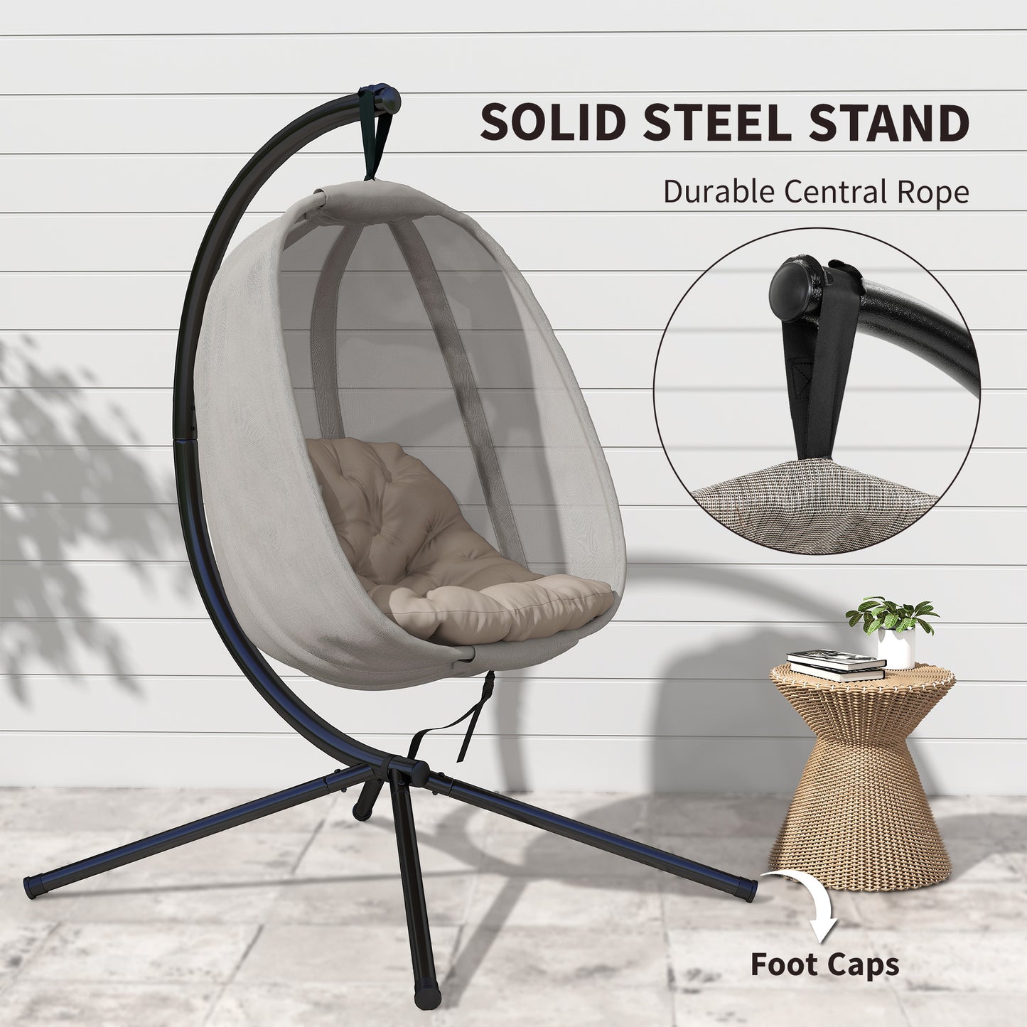 Hanging Egg Chair, Folding Texteline Swing Hammock with Side Pocket