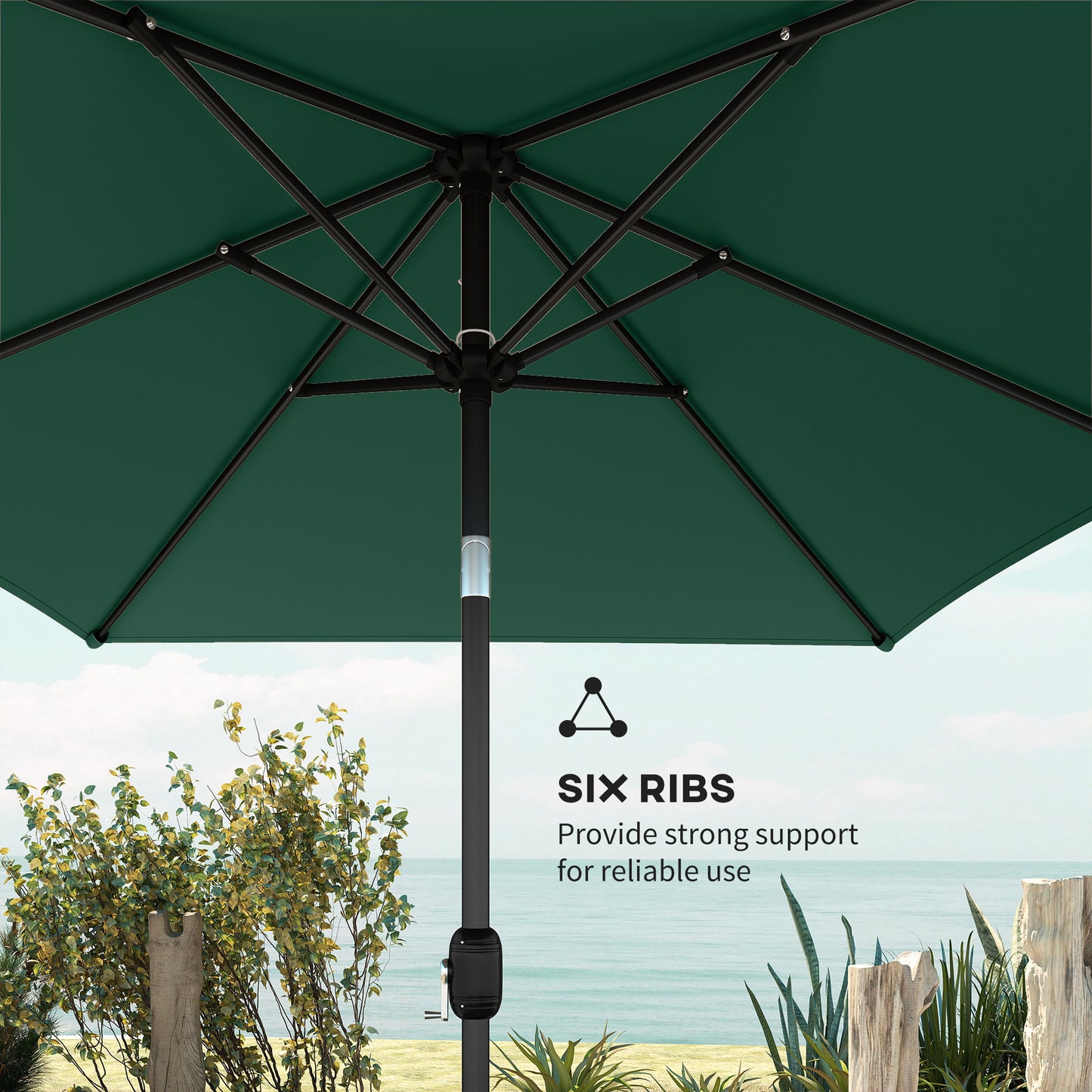 Garden Parasol, Parasol Umbrella with Crank Handle, Tilt Function