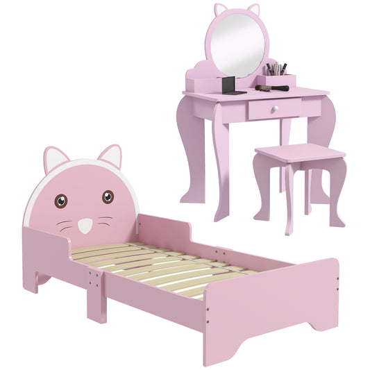 Wooden Kids Bedroom Furniture Set with Kids Dressing Table, Stool (1)