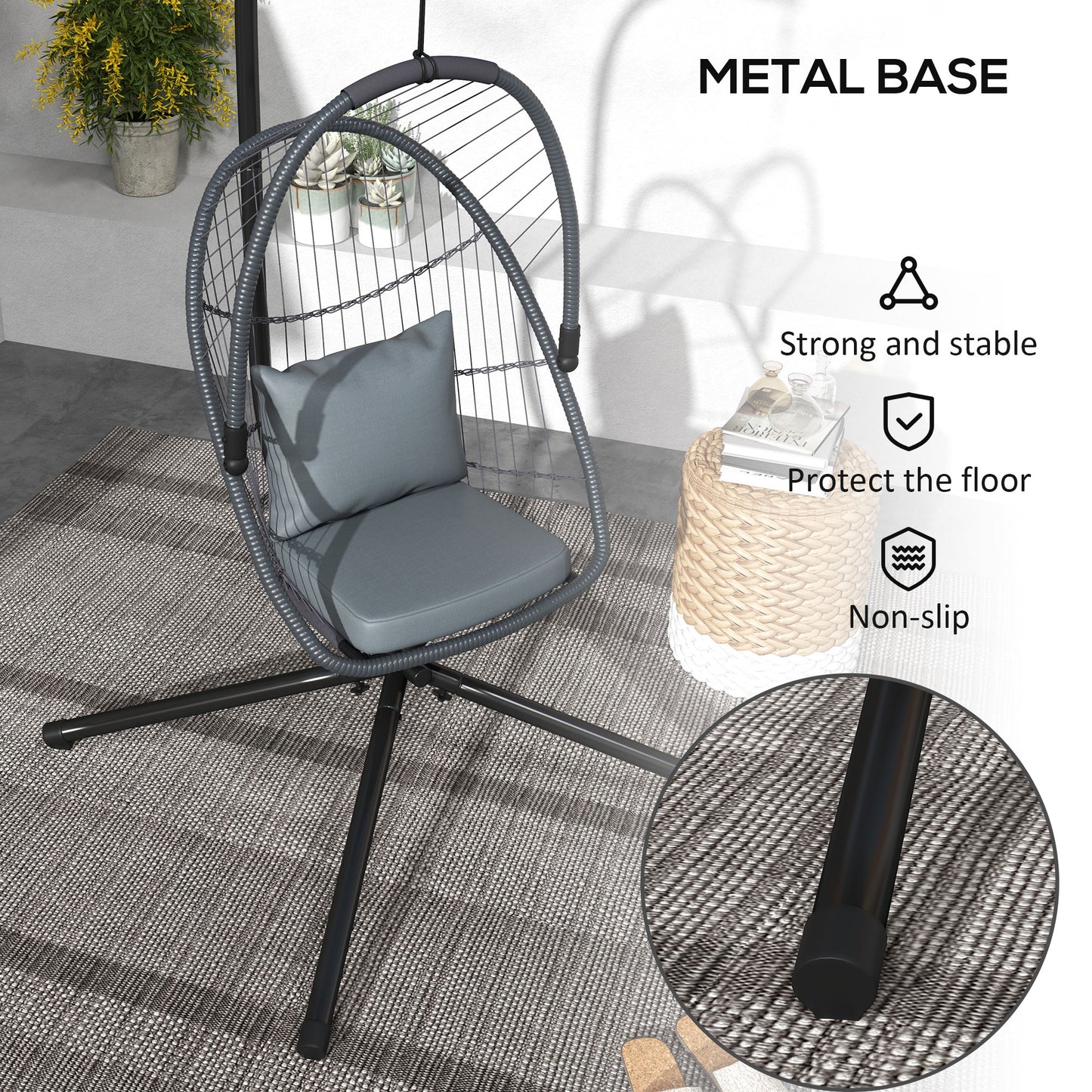 Single Egg Chair, with Steel Frame Stand