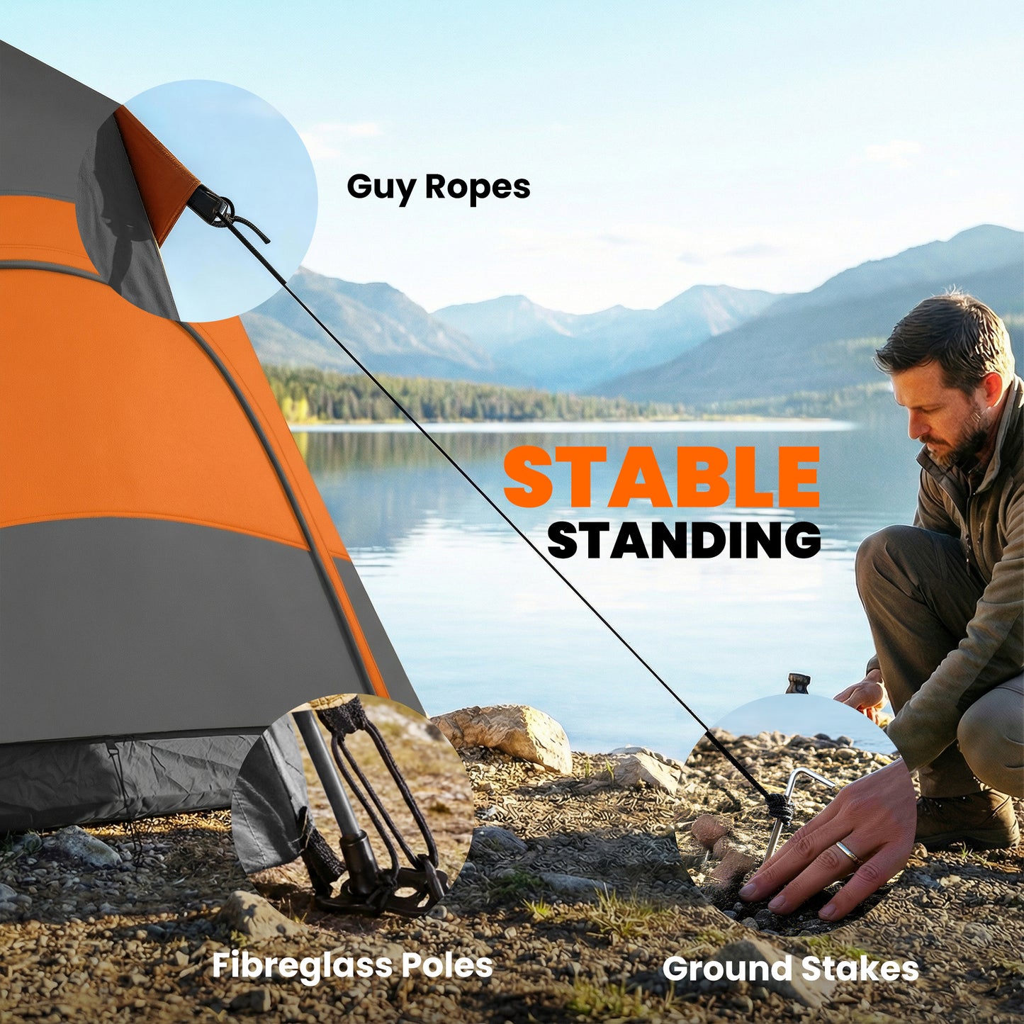 Double Layer Instant Pop Up Tent with Rainfly