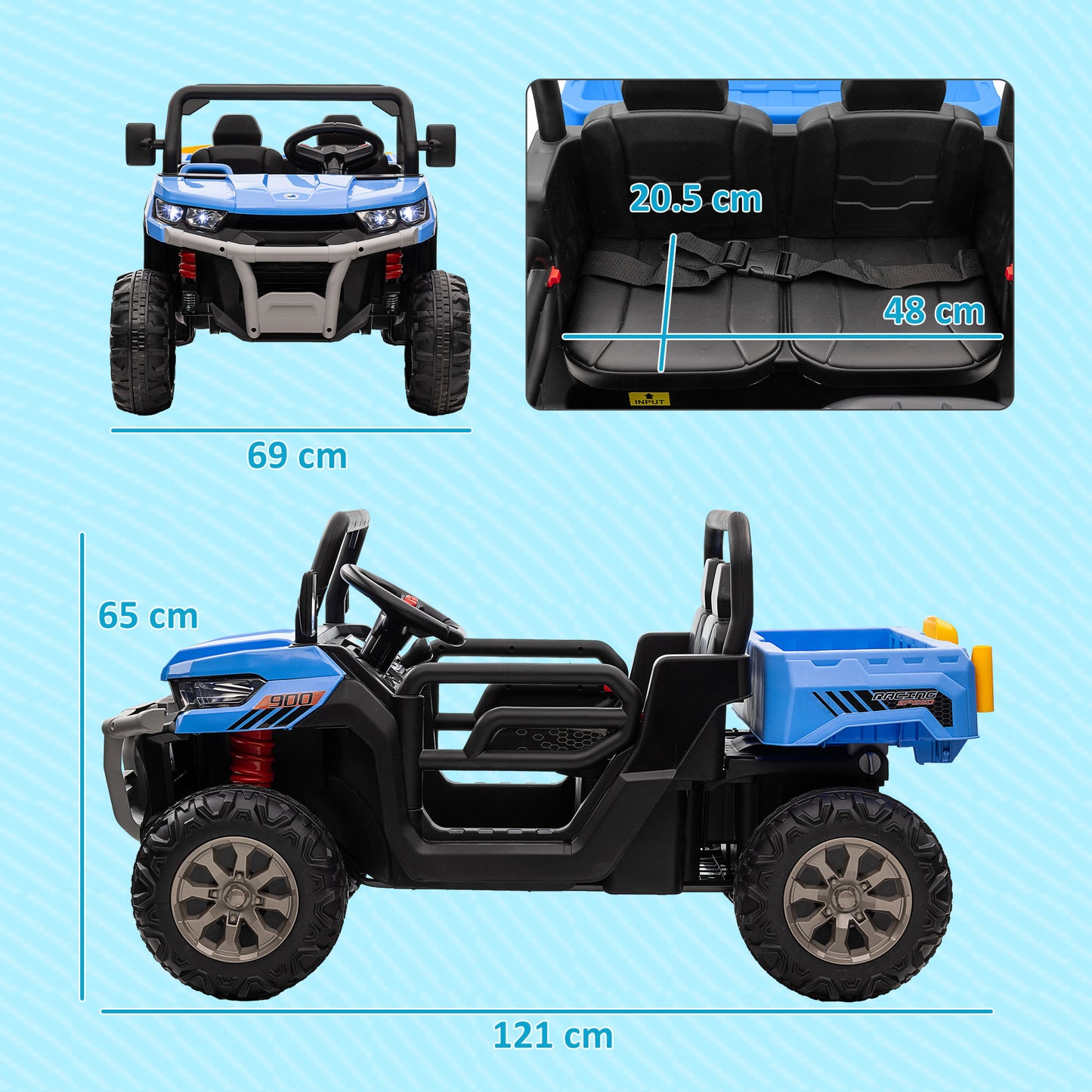 12V 2 Seater Kids Electric Ride-On Car with Electric Bucket