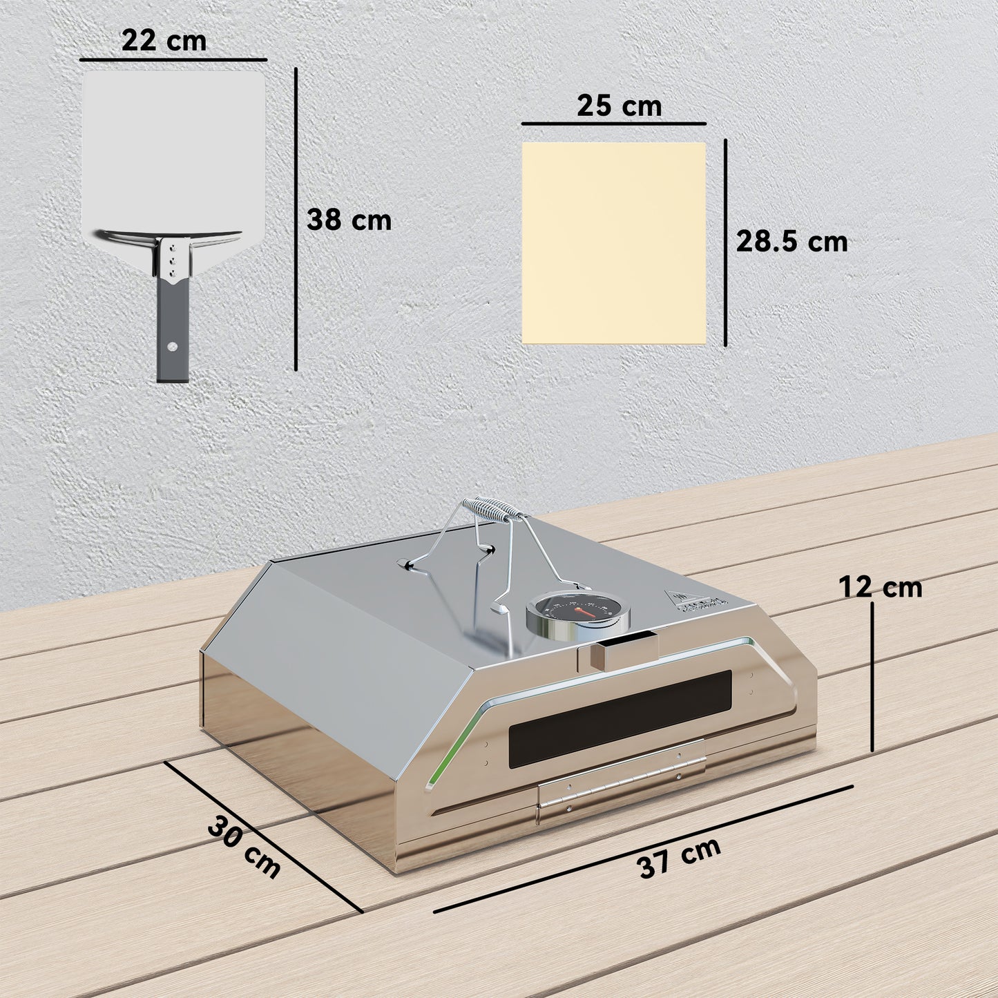 8 in Portable Stainless Steel BBQ Grill Top Pizza Oven