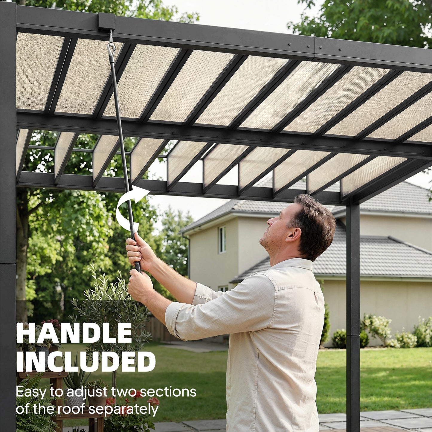 3 x 3 m Louvered Pergola with PC Roof