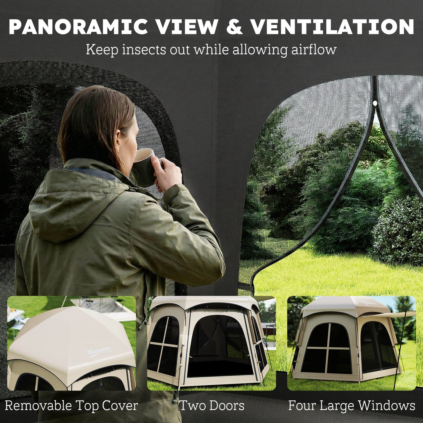 Pop Up Tent 3000mm Waterproof Instant Camping Tent 3-4 Person