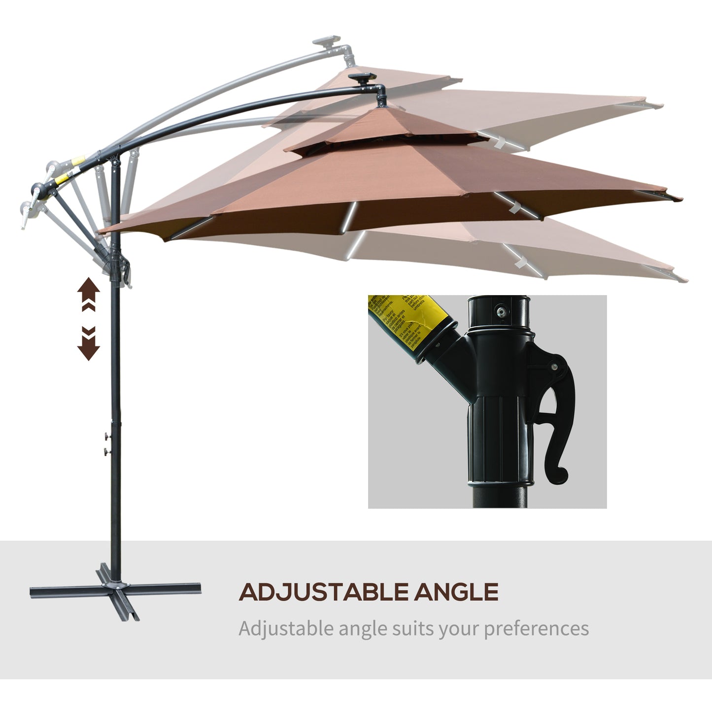 3(m) Cantilever Banana Parasol Hanging Umbrella with Double Roof
