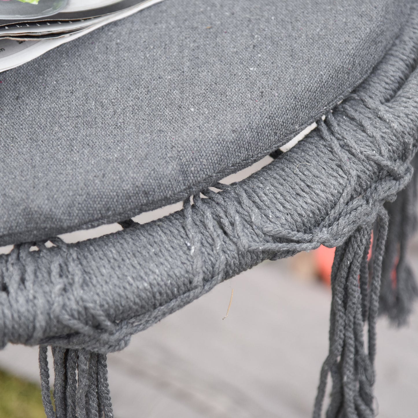 Outdoor Cotton-Polyester Blend Macrame Hanging Rope Chair