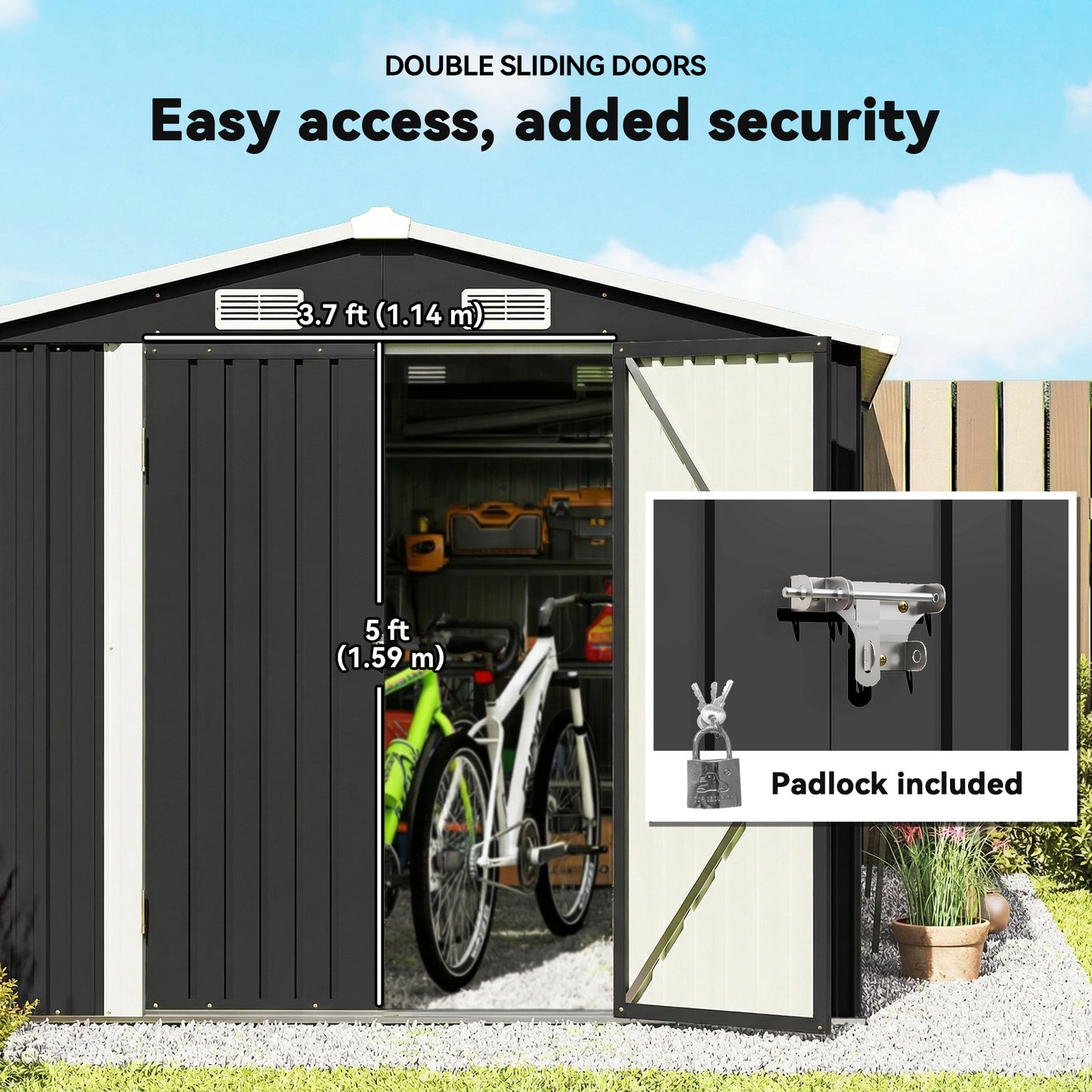 12 x 8 ft Garden Shed, Outdoor Storage Shed with 4 Vents