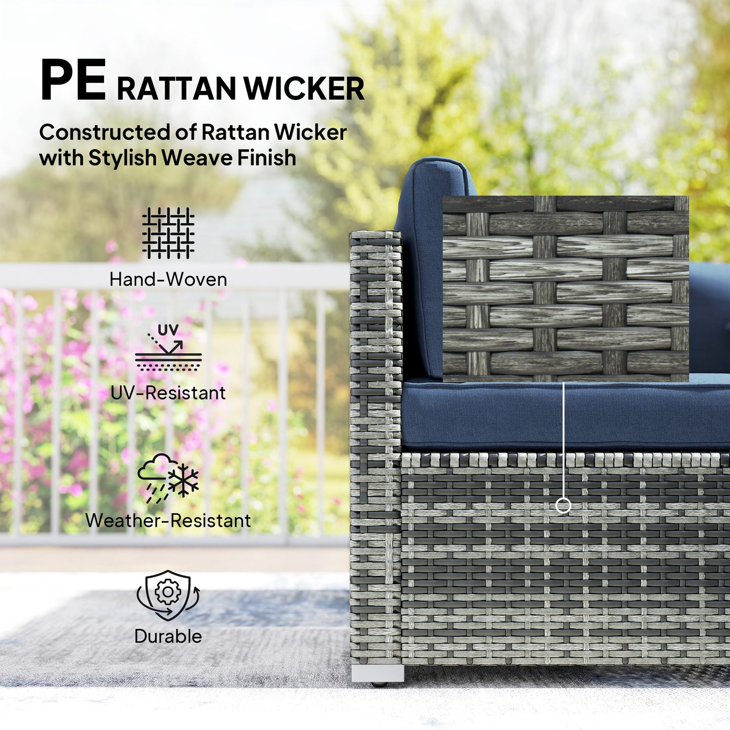 8 Pieces PE Rattan Corner Sofa Set, Outdoor Garden Furniture Set (1)