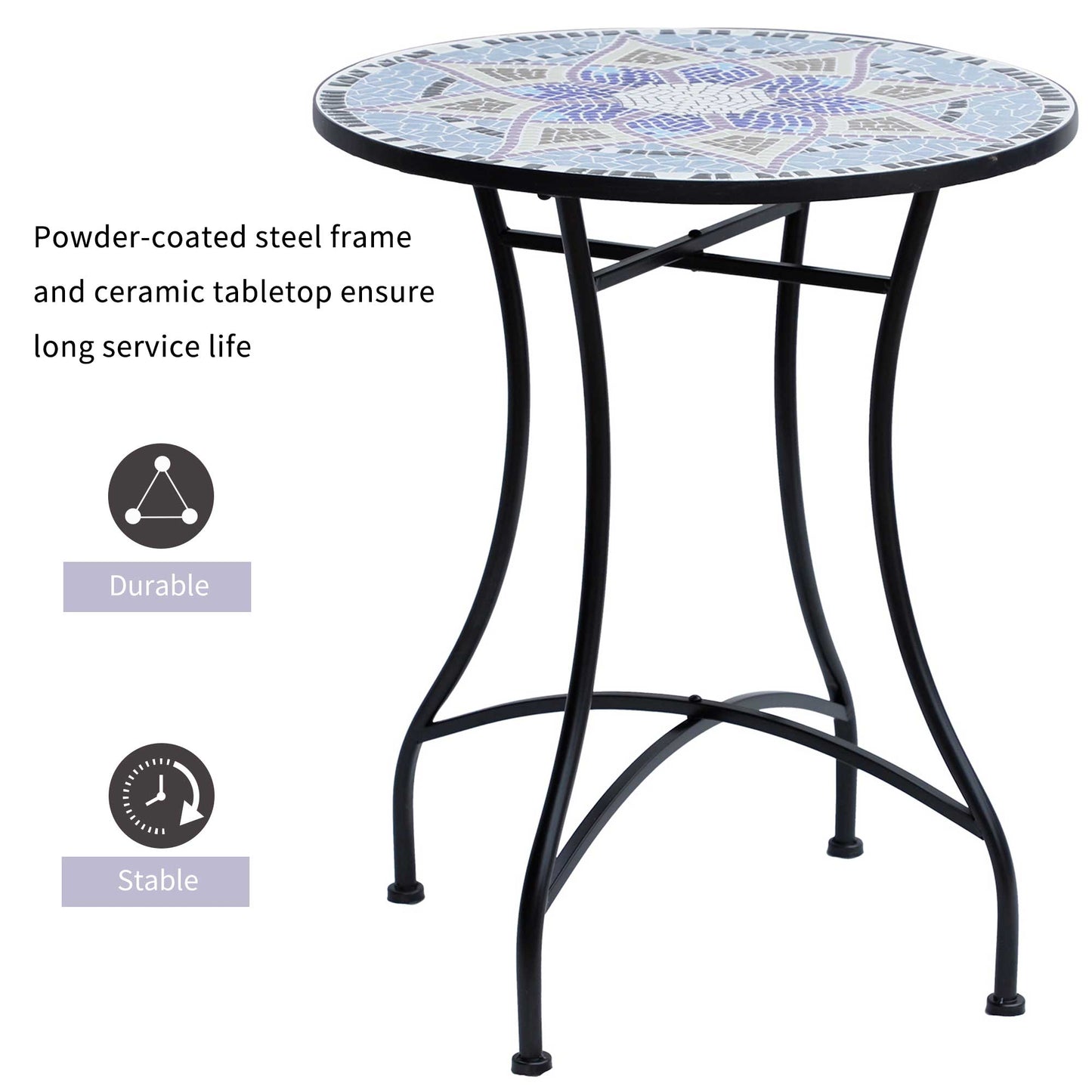 Outdoor Mosaic Round Garden Table