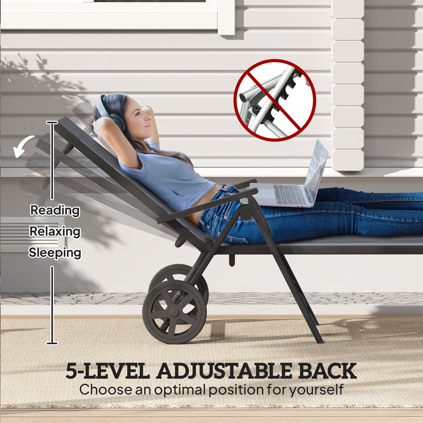 Five-Position Reclining Sun Lounger