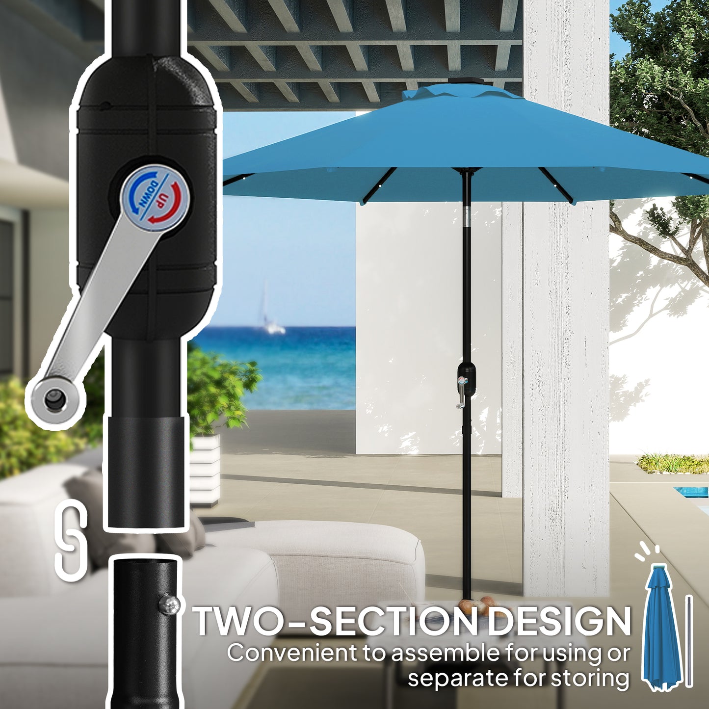 2.7m LED Light Parasol Umbrella