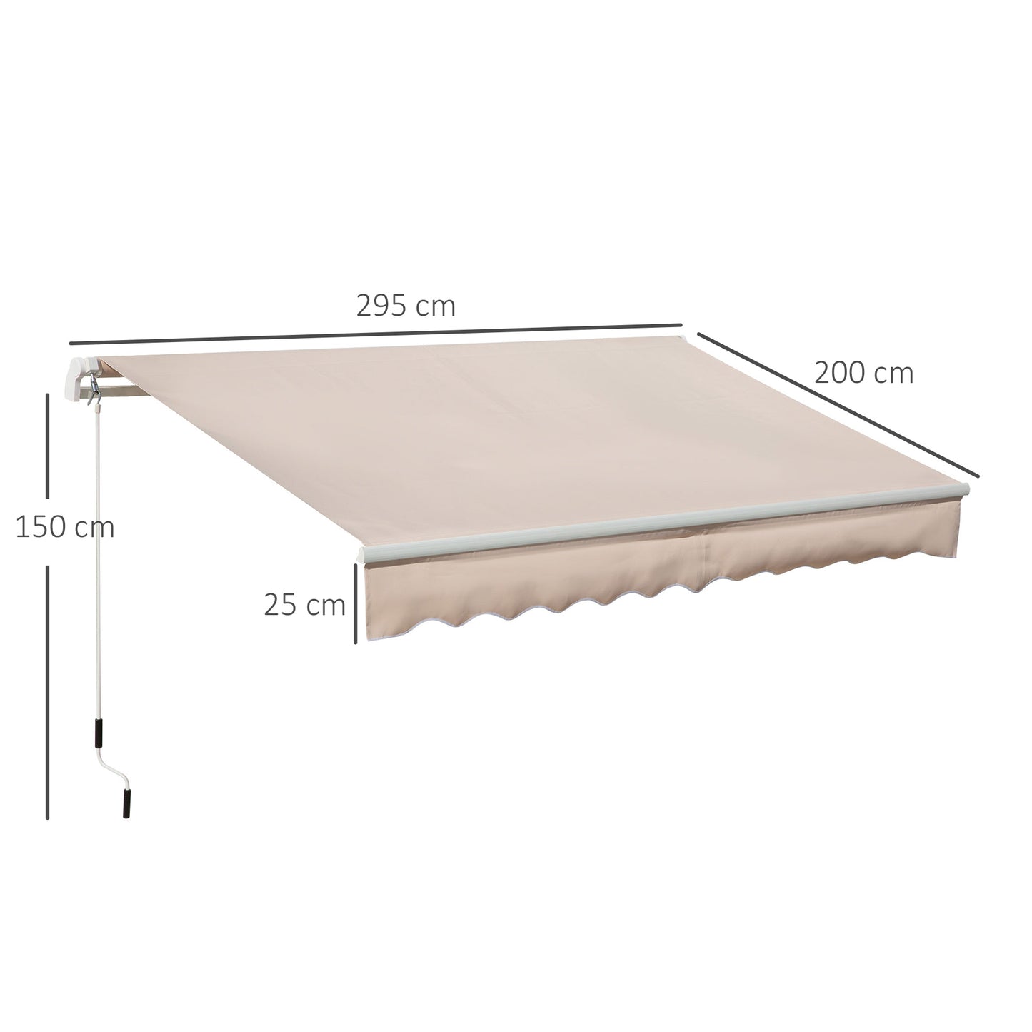 Awning Canopy Manual Retractable Porch Sun Shade Shelter 3 x 2m