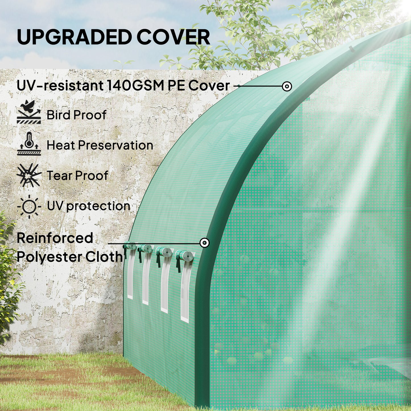 4 x 3 m Polytunnel Greenhouse, with Windows and Doors