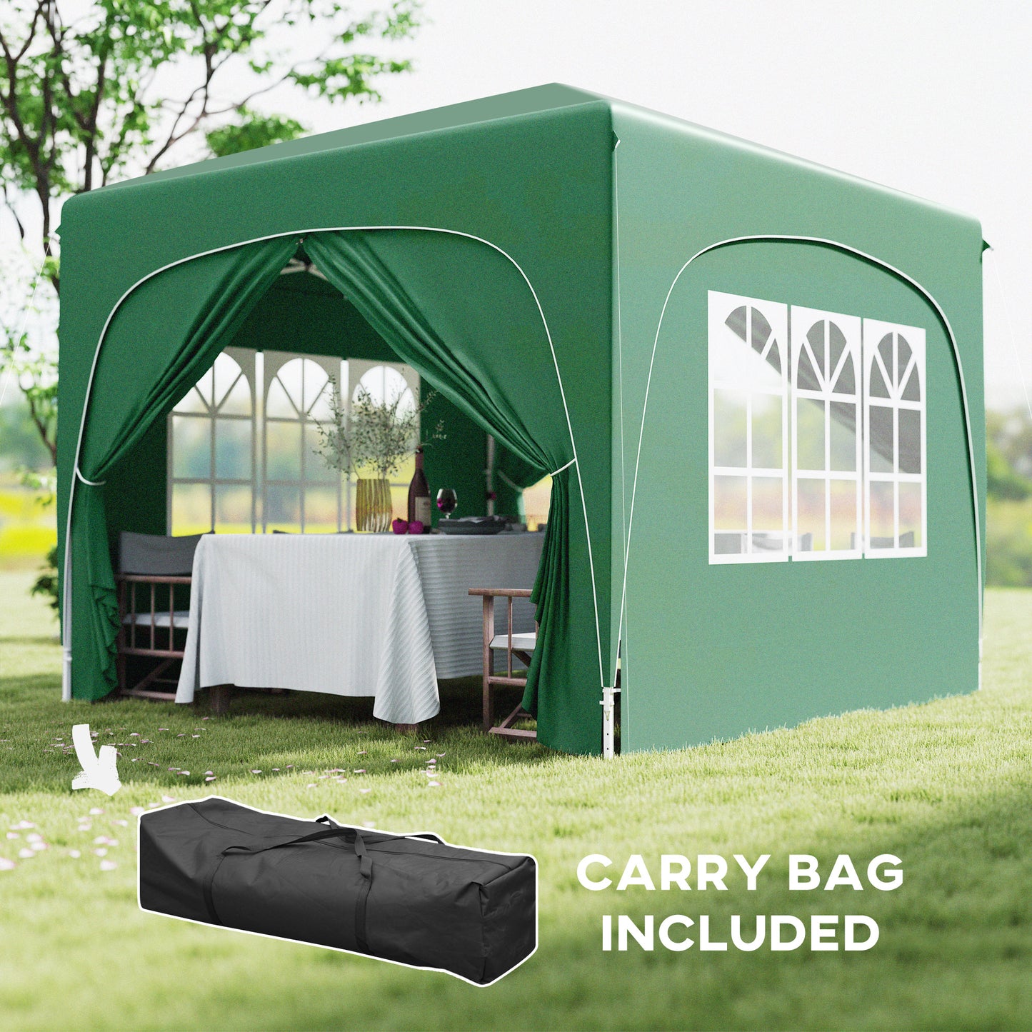 3 x 3m Pop-Up Gazebo Shelter, with Accessories