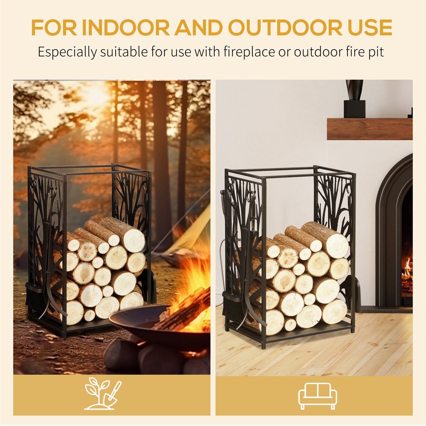 Steel Firewood Log Holder Indoor Outdoor Firewood Rack Fireplace (1)