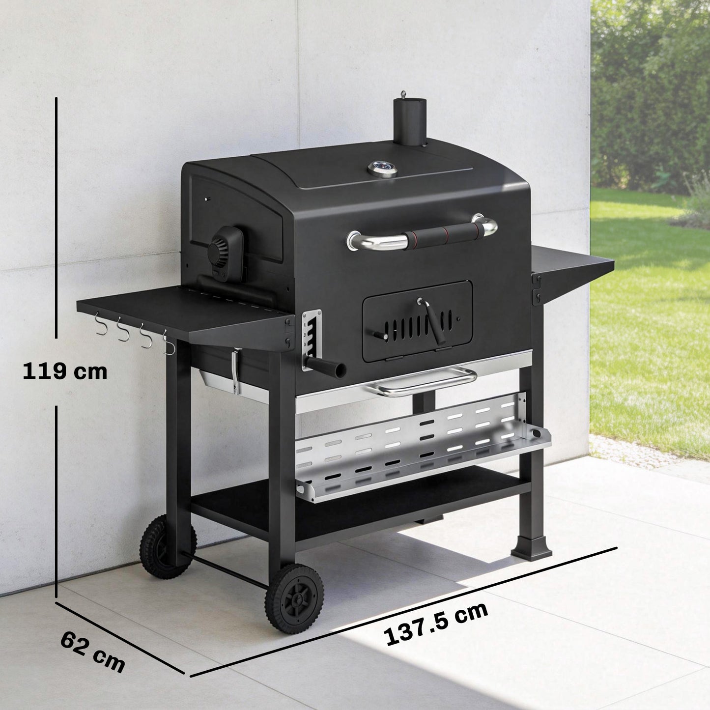 Charcoal BBQ Grill Smoker with Electric Rotisserie Kit