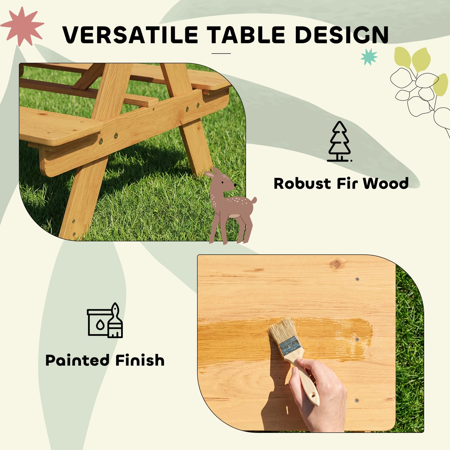 Kids Picnic Table for Outdoor Wooden Table & Bench Set
