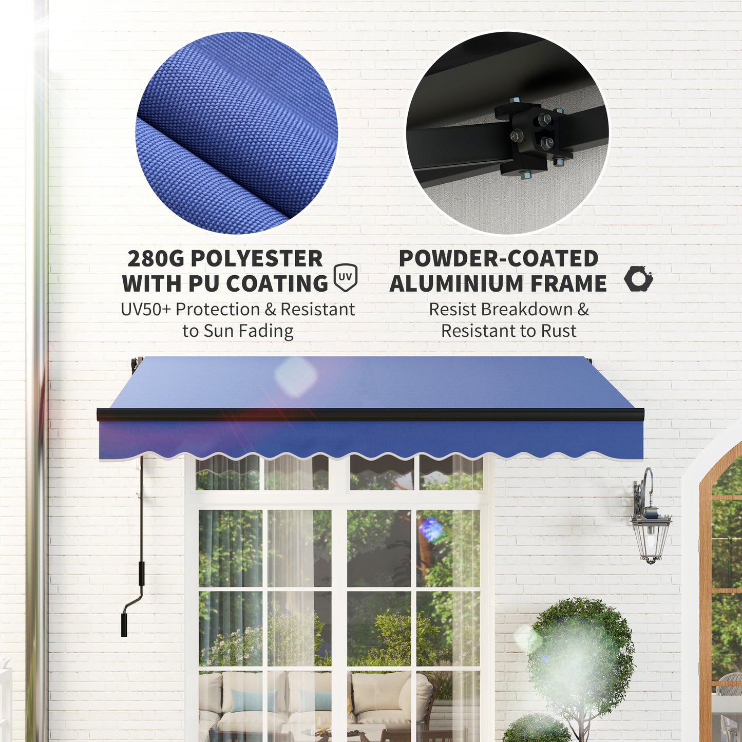 3 x 2.5m Electric Awning with LED Light and Remote Controller