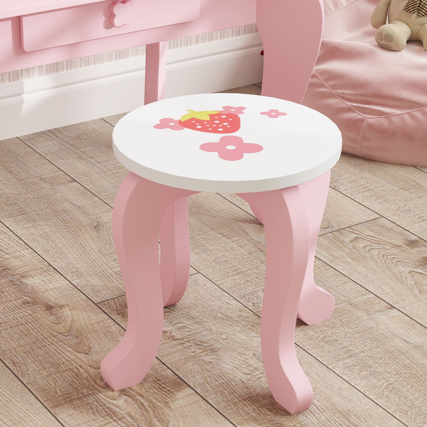 Kids Dressing Table Set, Vanity Table with Stool, Mirror, Drawer (1)