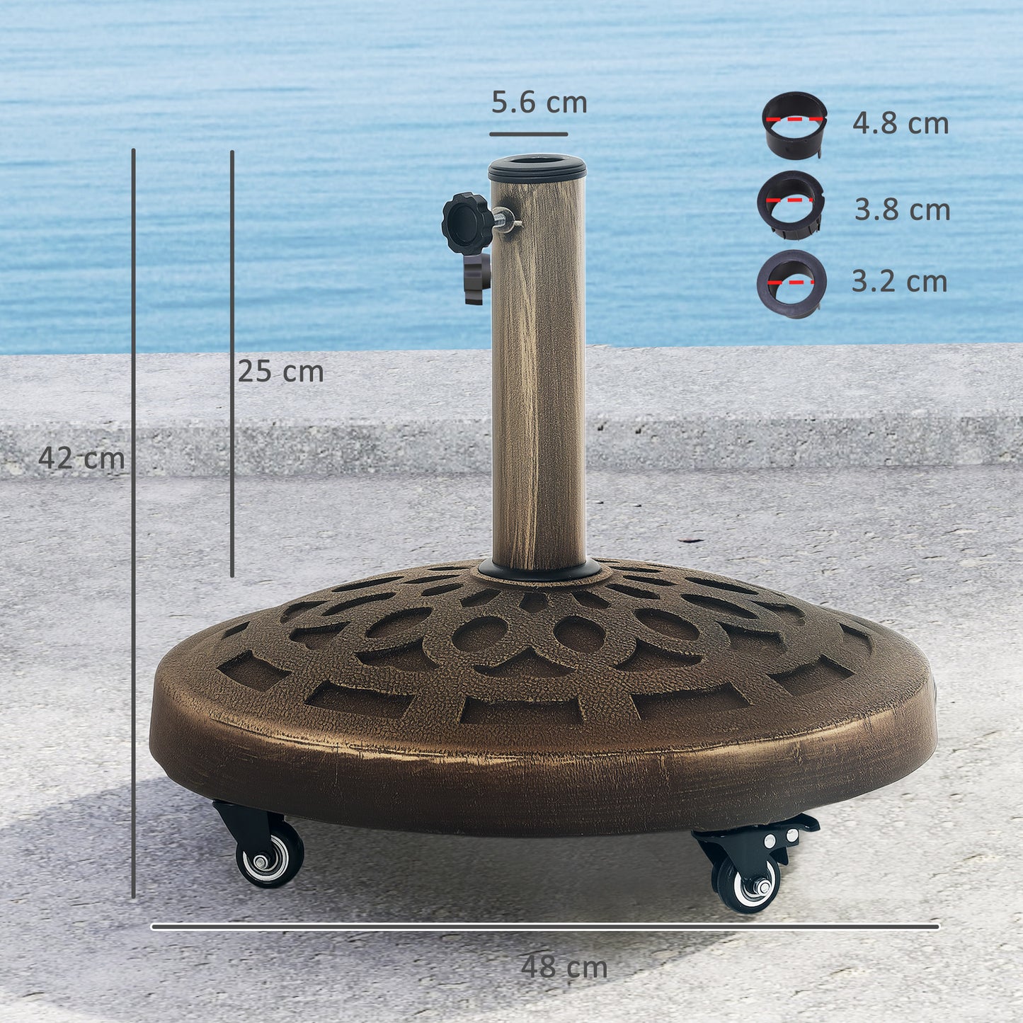 21kg Resin Garden Parasol Base with Wheels, Round Umbrella Stand