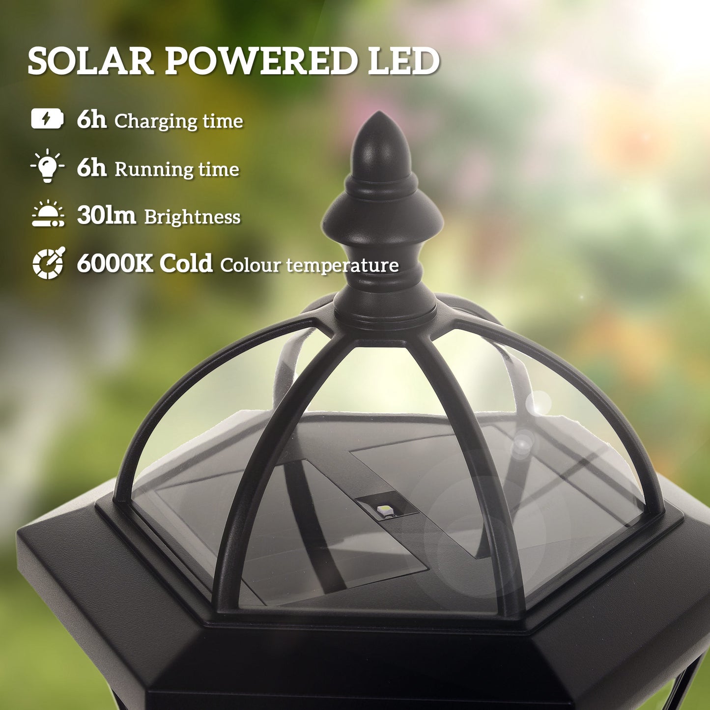 2 PCS 1.3M Garden Solar Lamp Post Lights Solar Powered LED Lantern