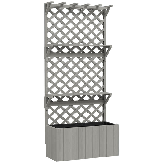 52L Wooden Planter, with Trellis and Shelves
