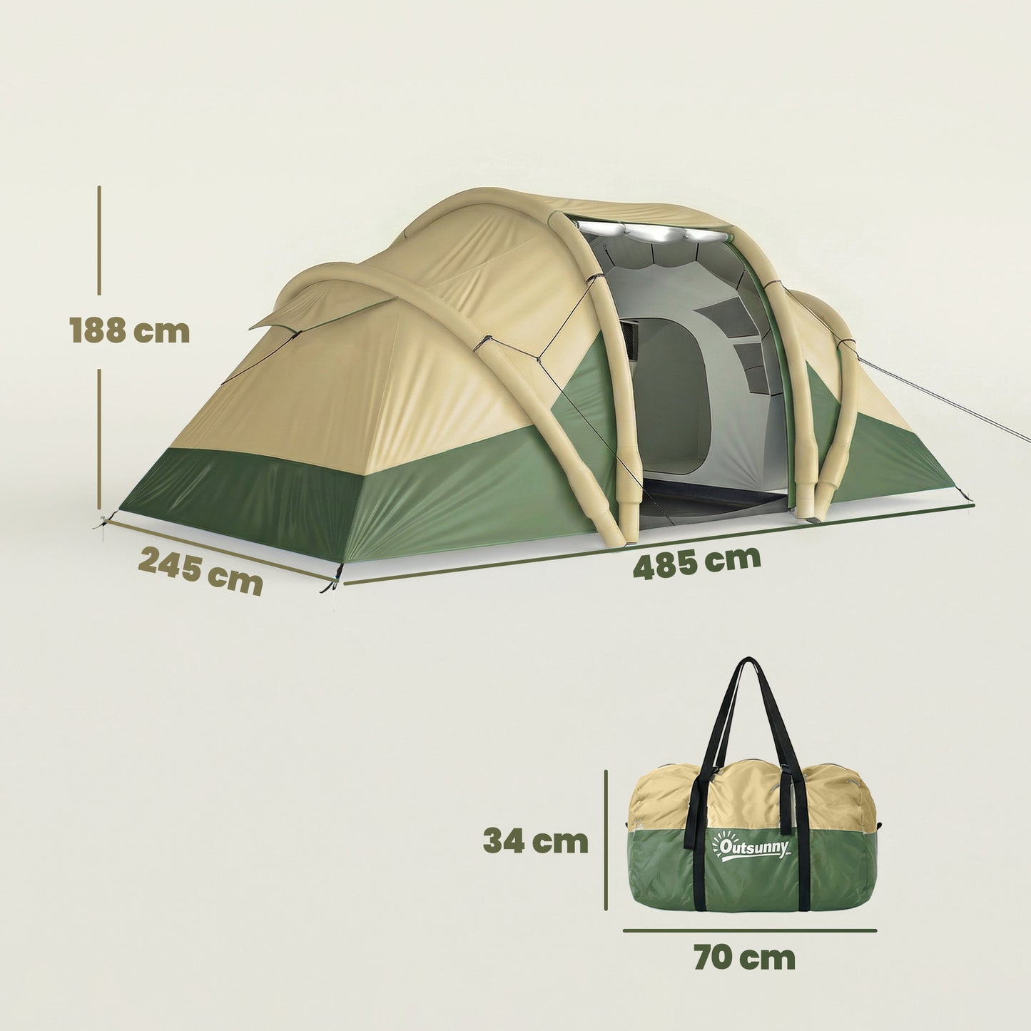 Inflatable Tent 2 Bedroom 3000mm Waterproof Windproof Air Tent