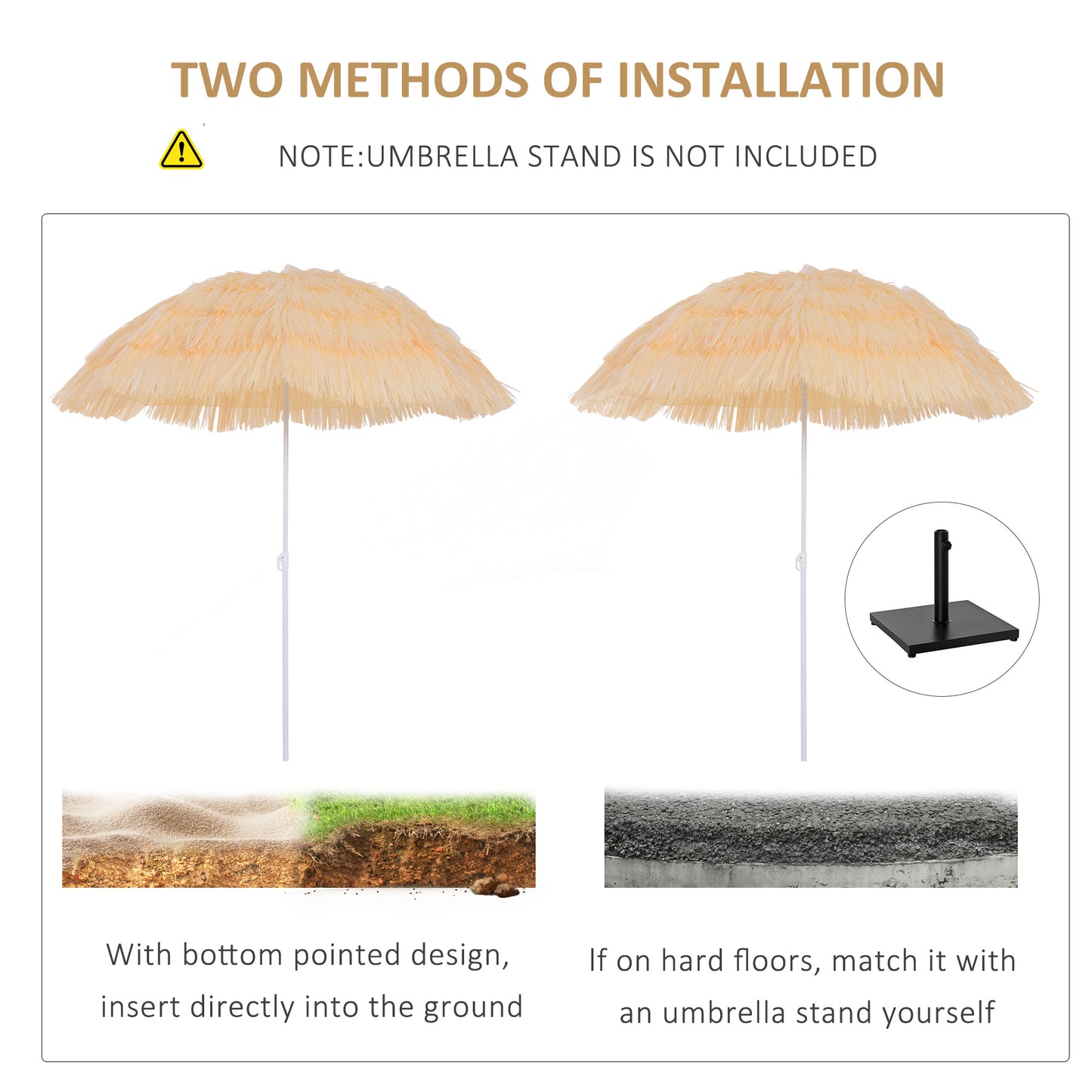 1.6m Patio Garden Hawaii Beach Sun Umbrella Sunshade Hawaiian