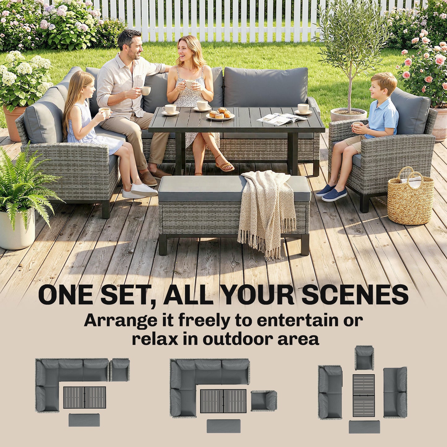 9 Seater Rattan Garden Furniture Corner Sofa Set