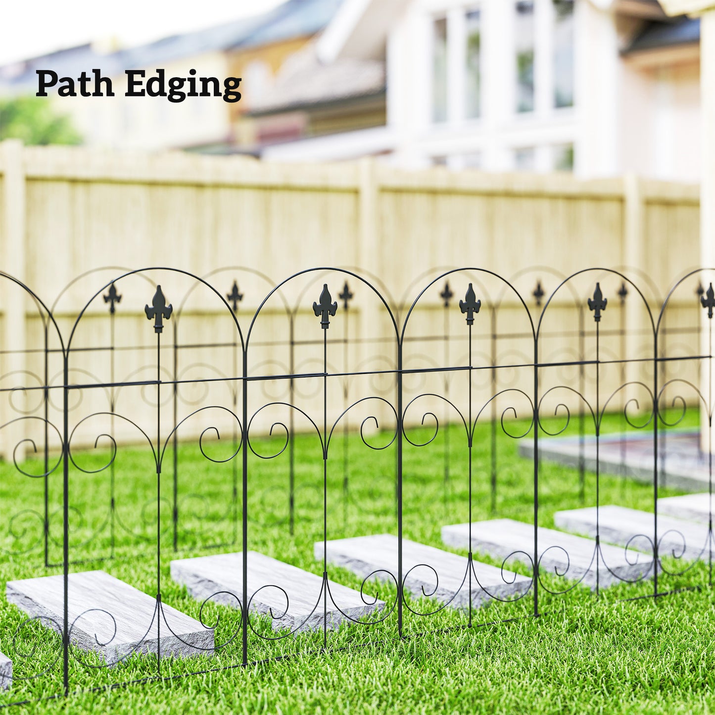Decorative Garden Fencing, 8PCs 44in x 12.5ft Outdoor Picket Fence