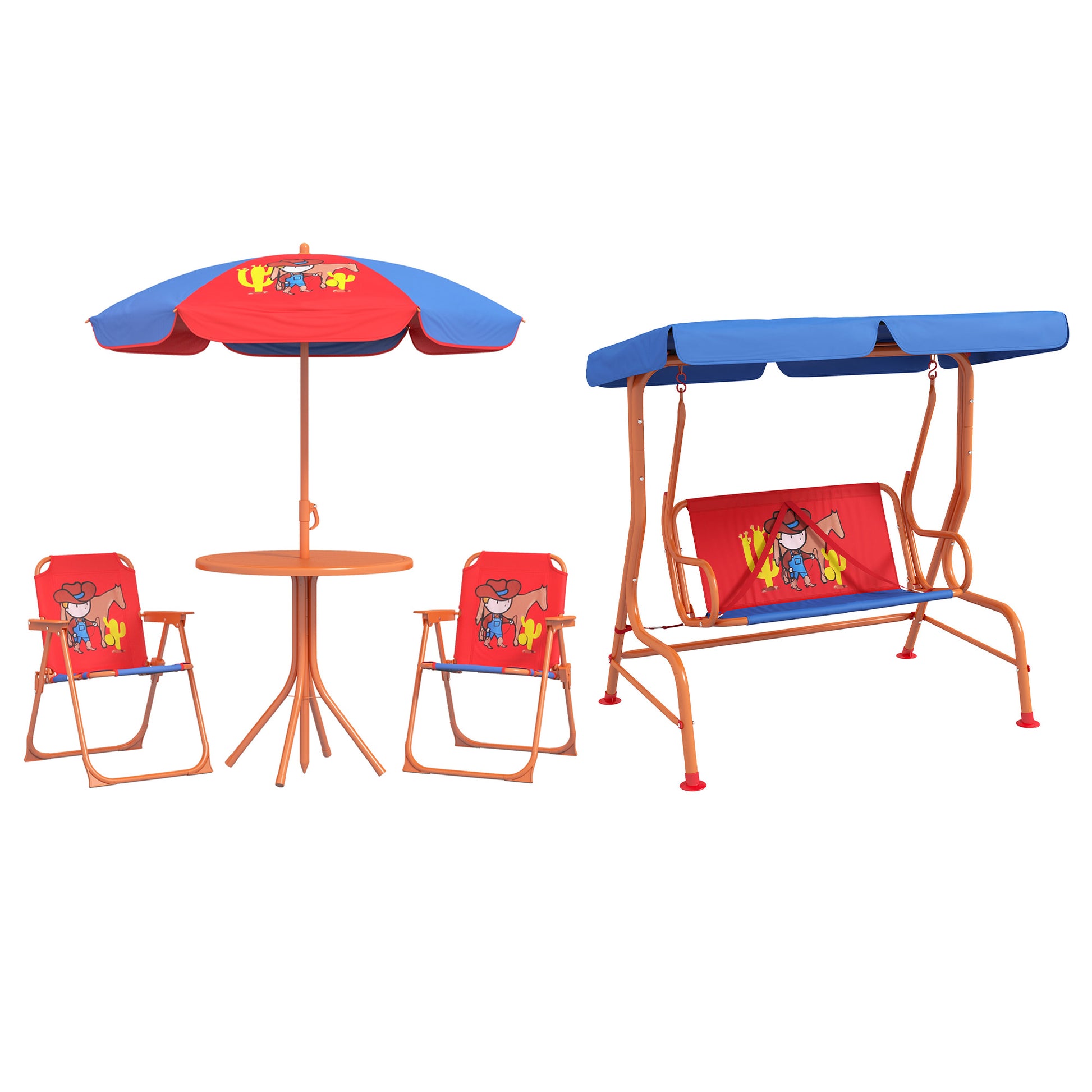 4 Piece Kids Garden Furniture Set with Adjustable Canopy