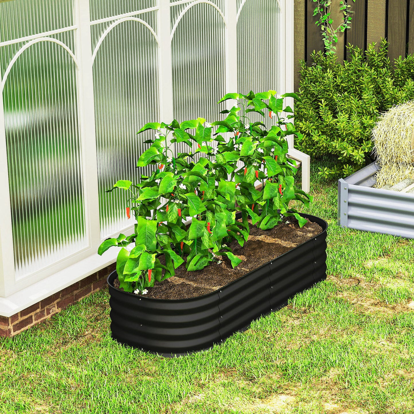 Galvanised Raised Garden Bed, Metal Planter Box with Safety Edging