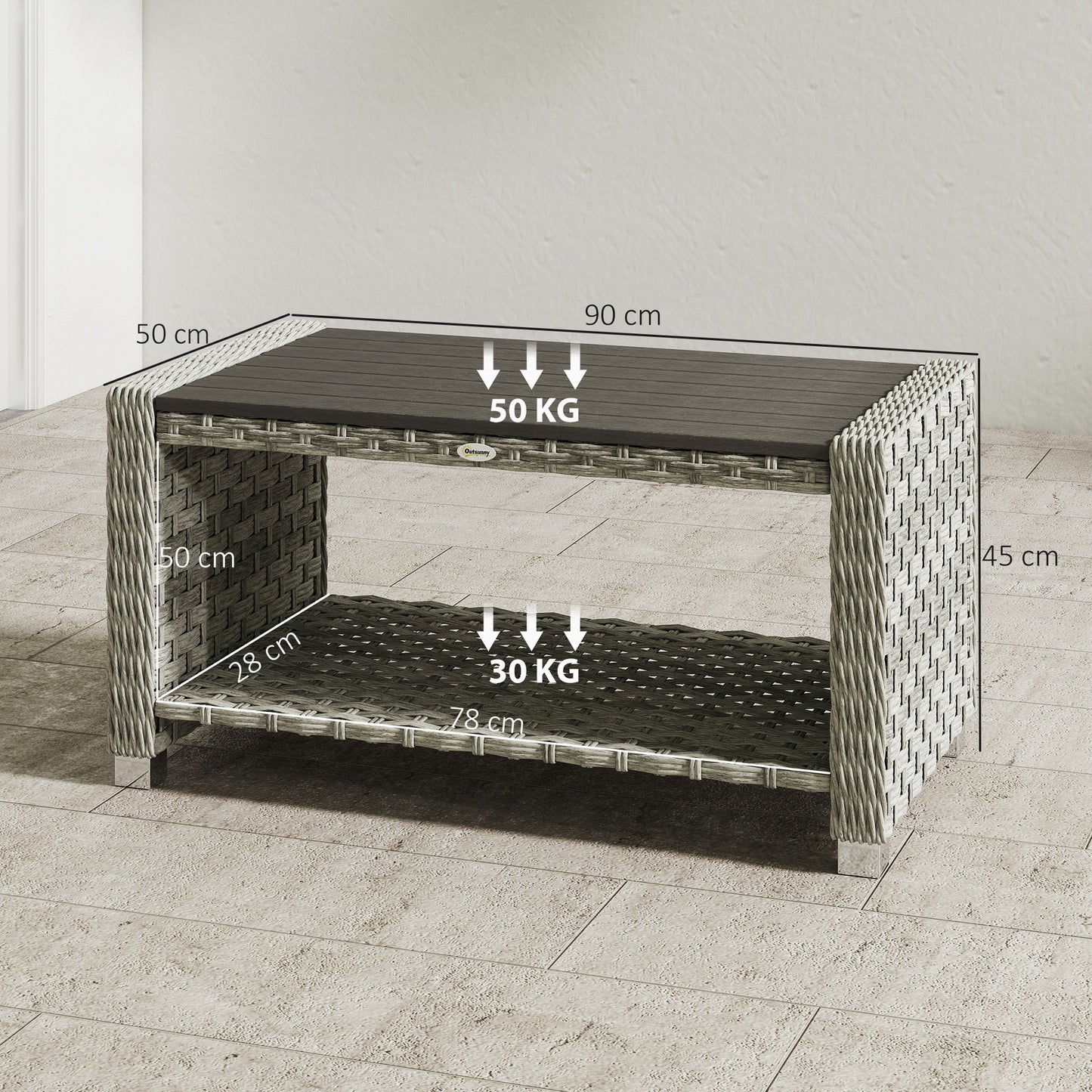 Outdoor Coffee Table with Storage Shelf