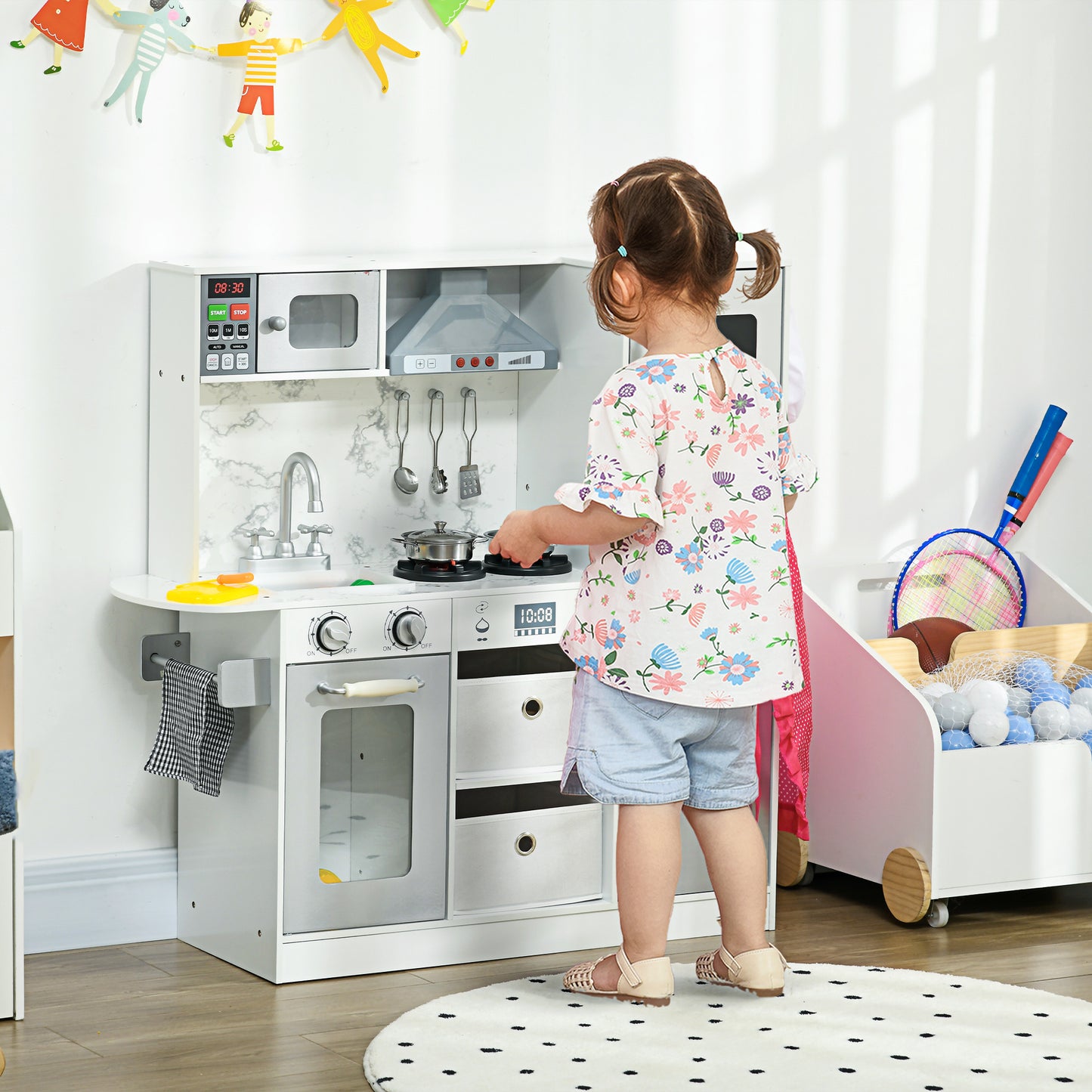 Toy Kitchen with Lights, Sounds, Apron and Chef Hat, Ice Maker