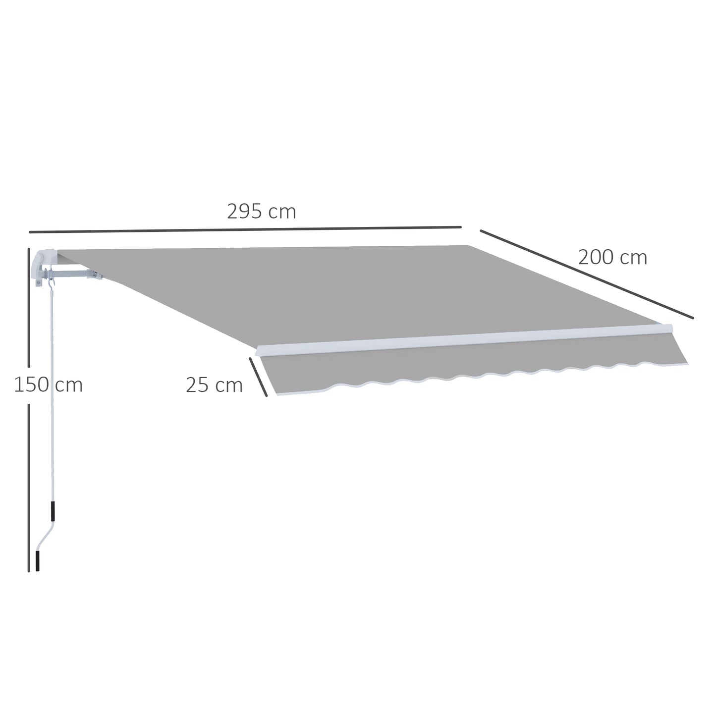 Awning Canopy Manual Retractable Porch Sun Shade Shelter 3 x 2m