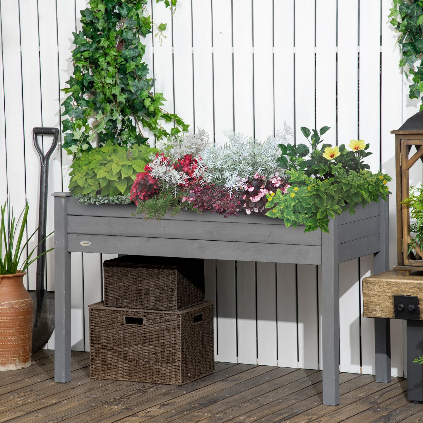 Raised Bed for Garden, Wooden Elevated Planter Box with Bed Liner (1)