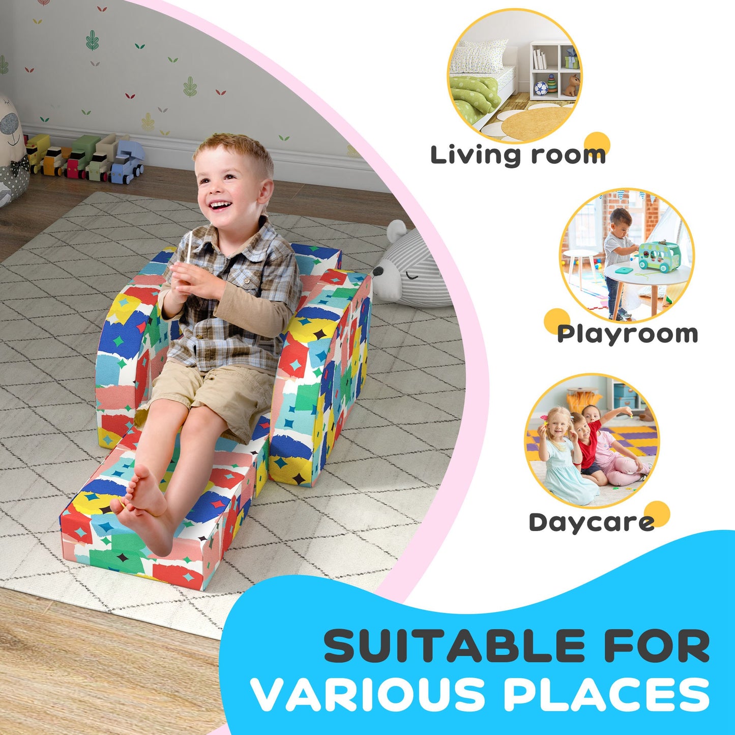 Foldable Toddler Chair Soft Snuggle Sponge Filled