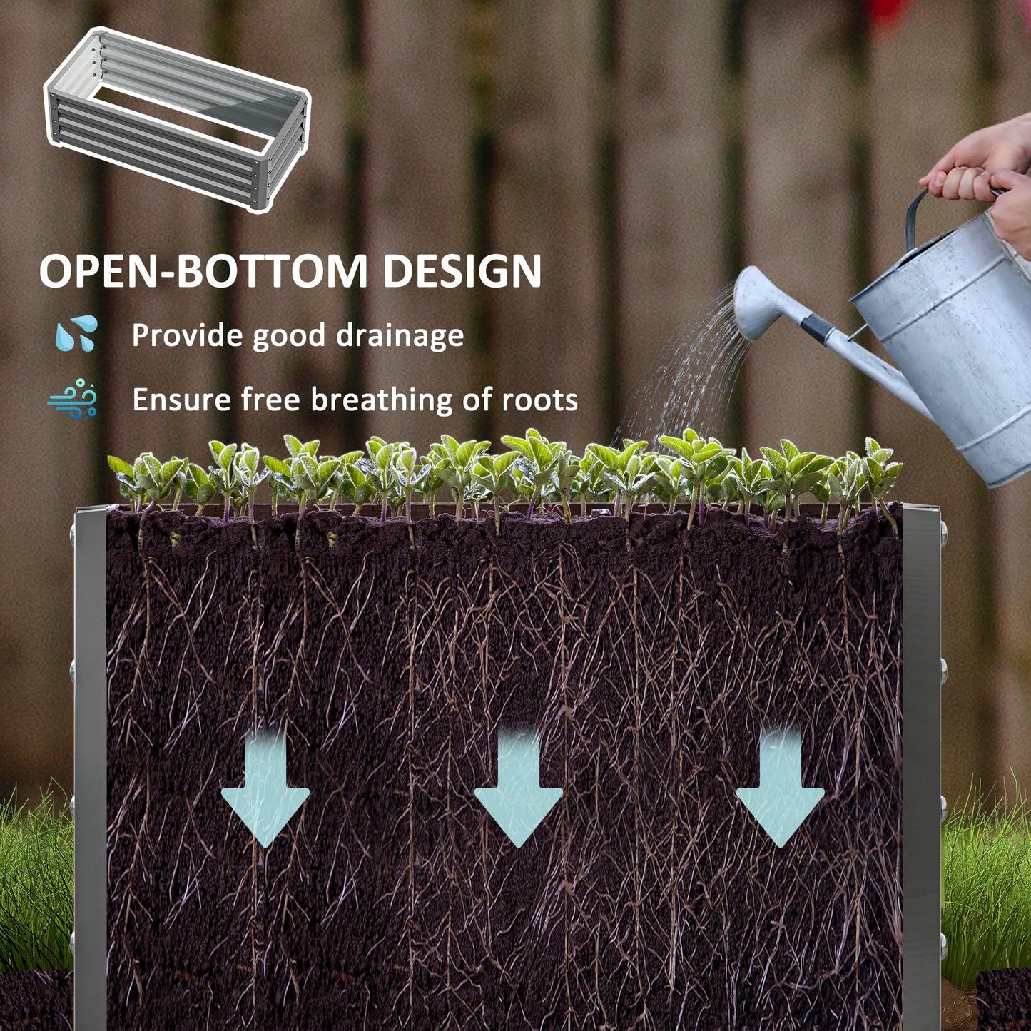Set of Two 110 x 50cm Steel Planter Boxes