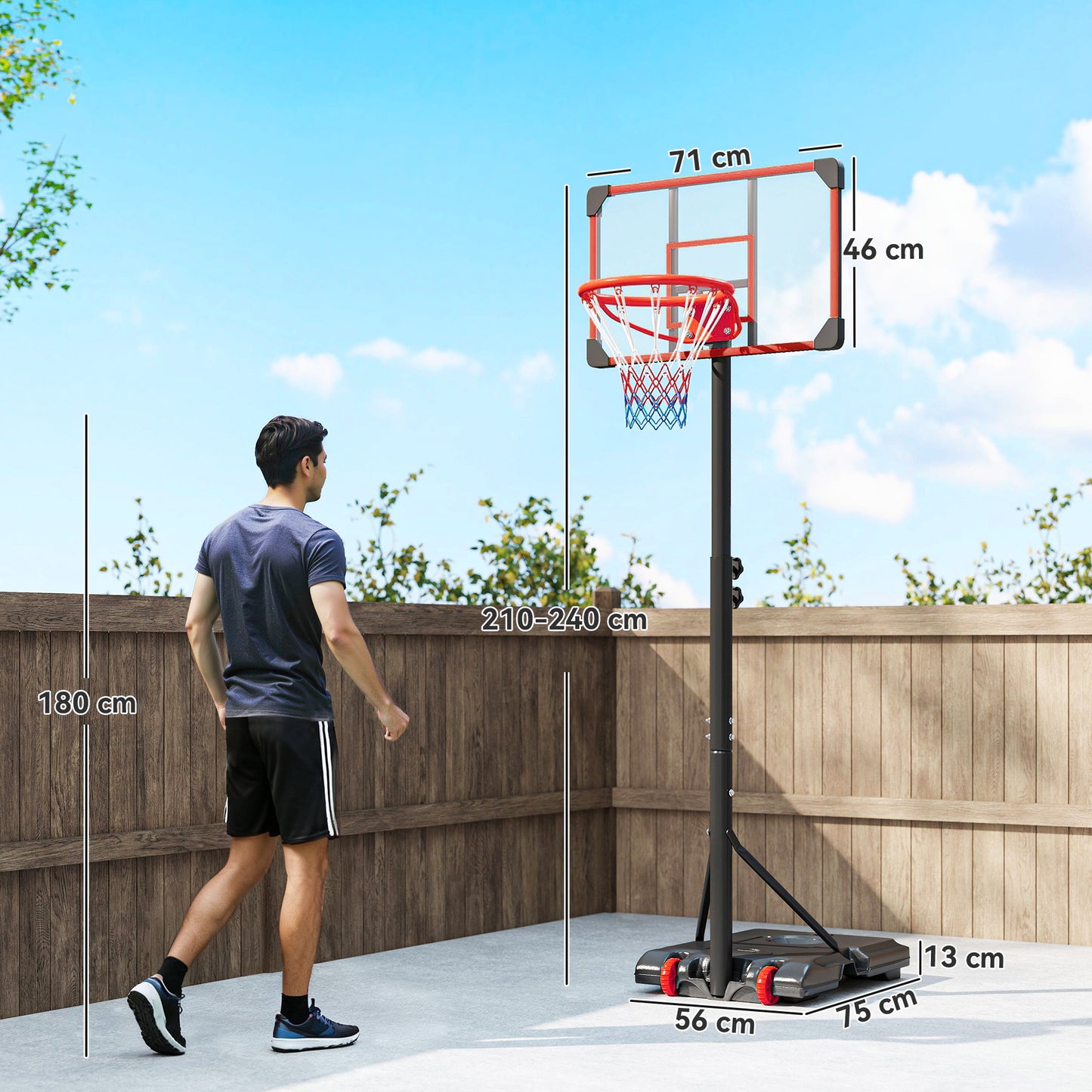 Height Adjustable Basketball Hoop and Stand with Firm Backboard