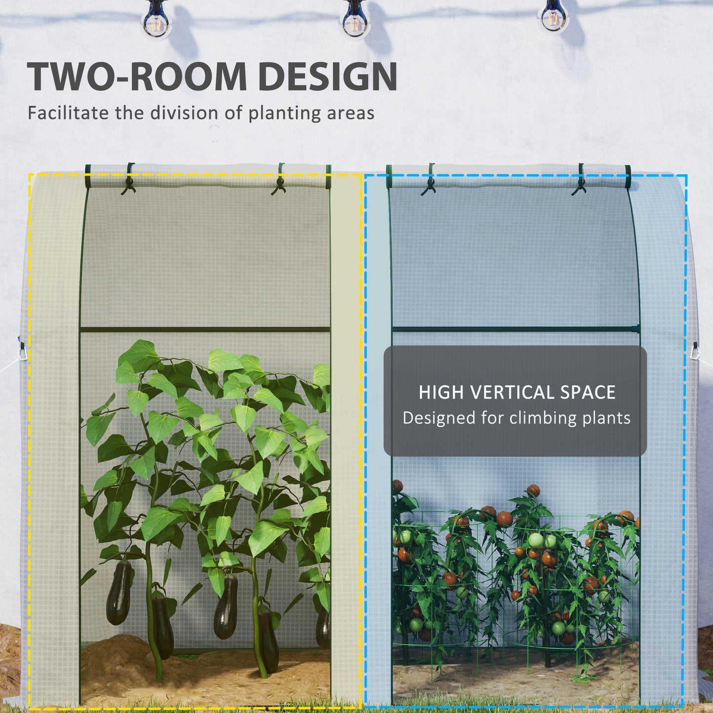 94 x 185cm Mini Two-Room Greenhouse